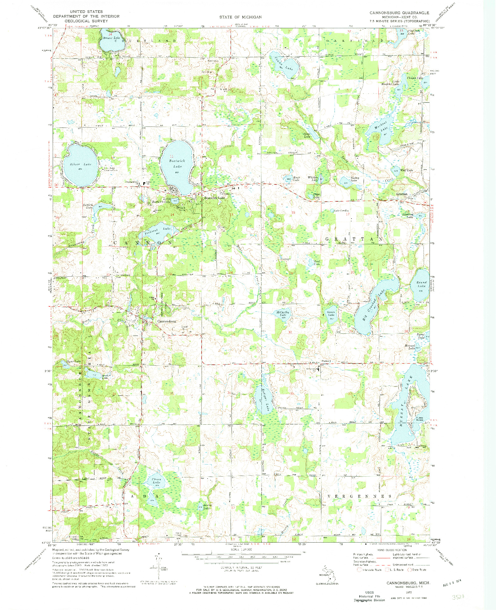 USGS 1:24000-SCALE QUADRANGLE FOR CANNONSBURG, MI 1972