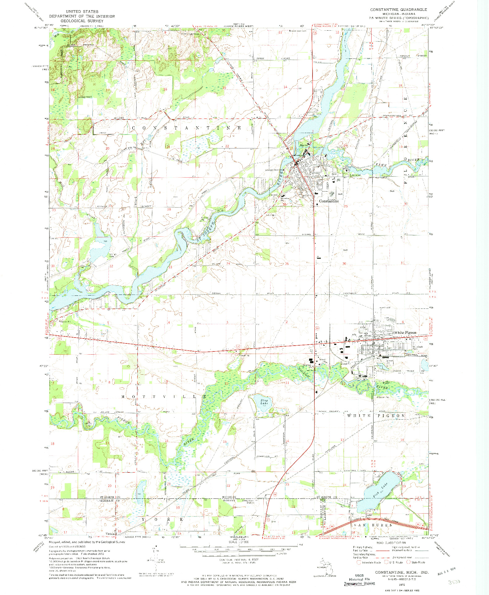 USGS 1:24000-SCALE QUADRANGLE FOR CONSTANTINE, MI 1972