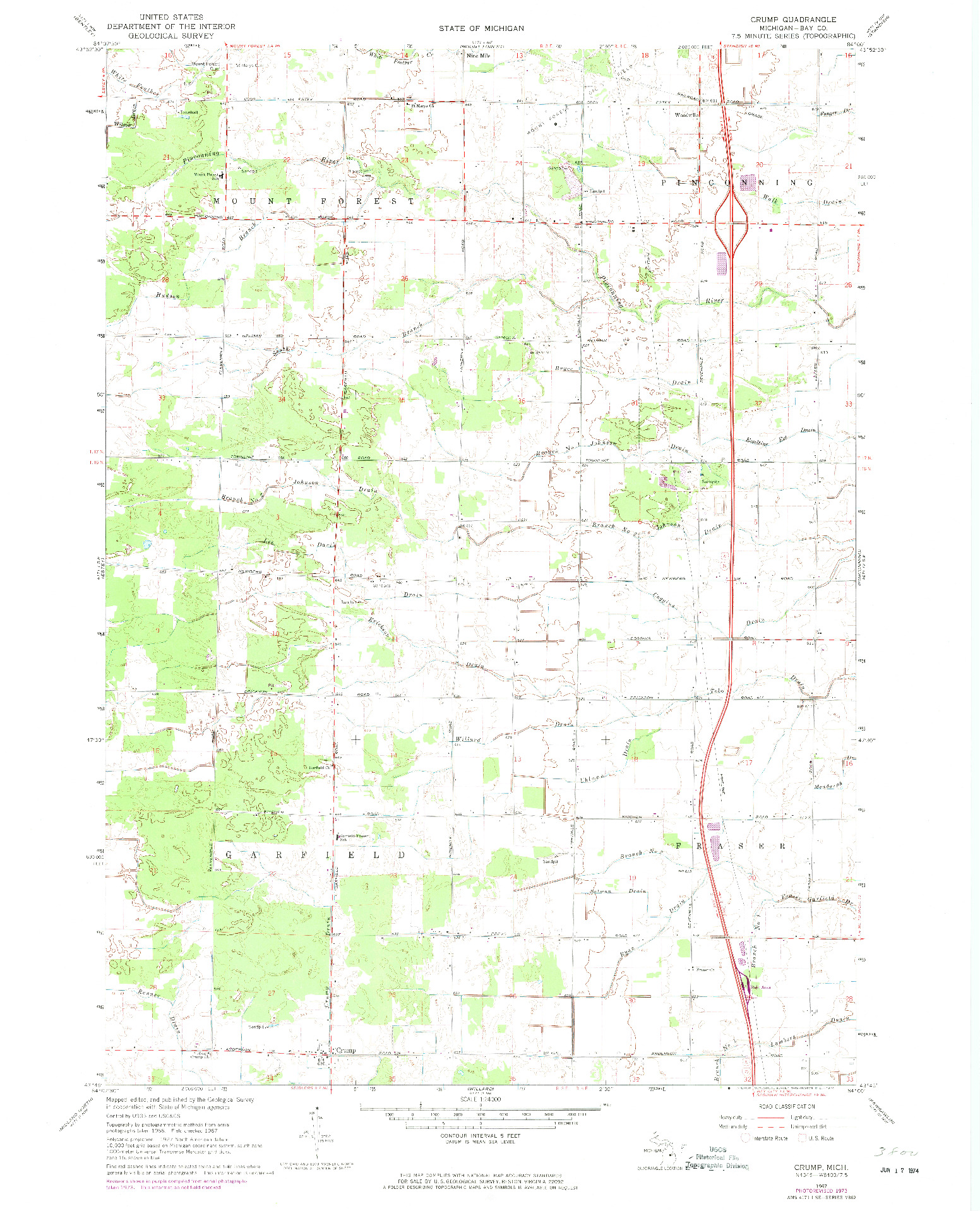 USGS 1:24000-SCALE QUADRANGLE FOR CRUMP, MI 1967