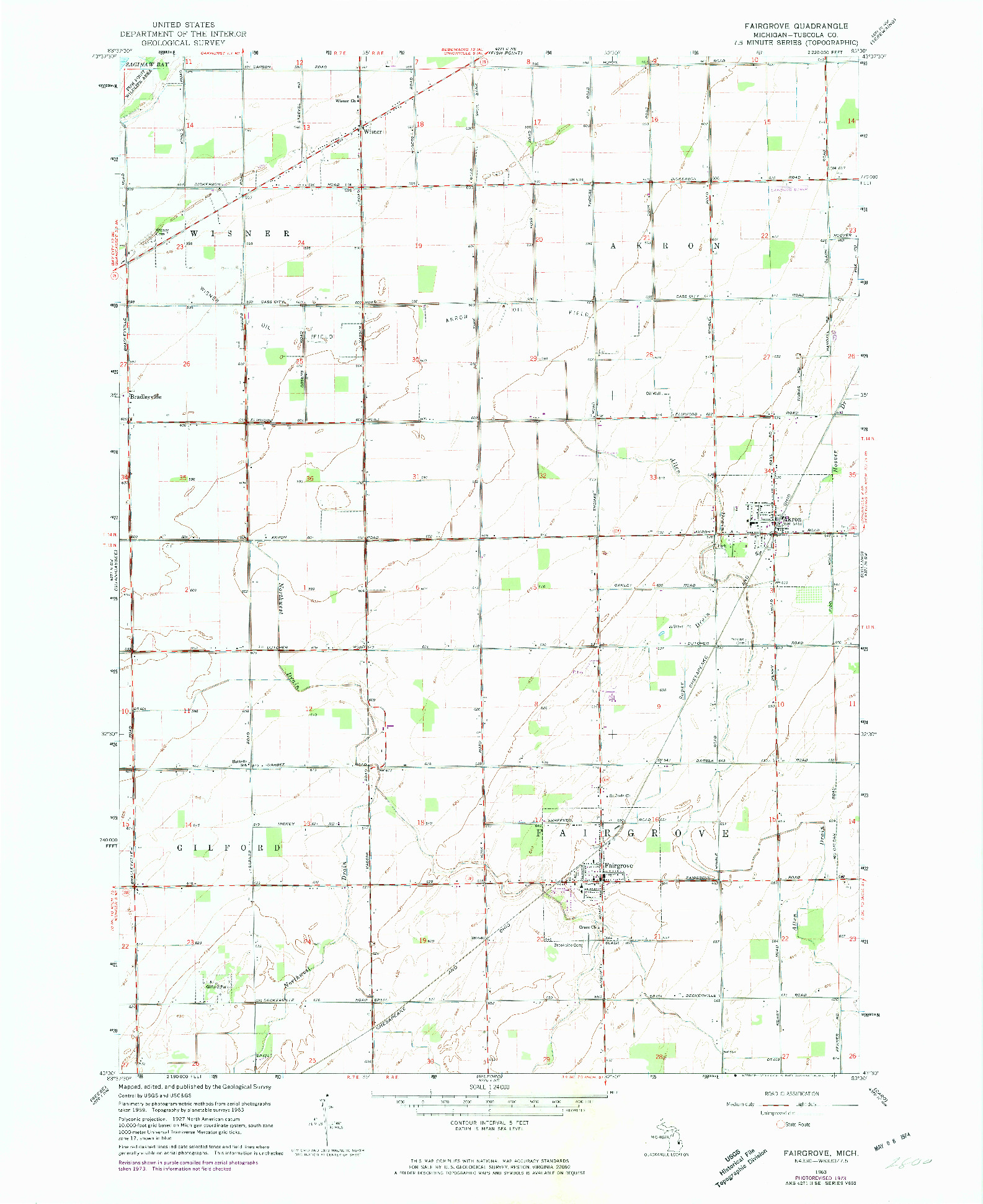 USGS 1:24000-SCALE QUADRANGLE FOR FAIRGROVE, MI 1963