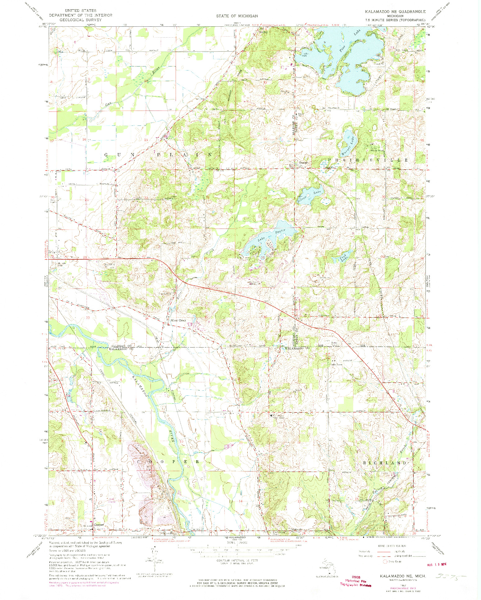 USGS 1:24000-SCALE QUADRANGLE FOR KALAMAZOO NE, MI 1967