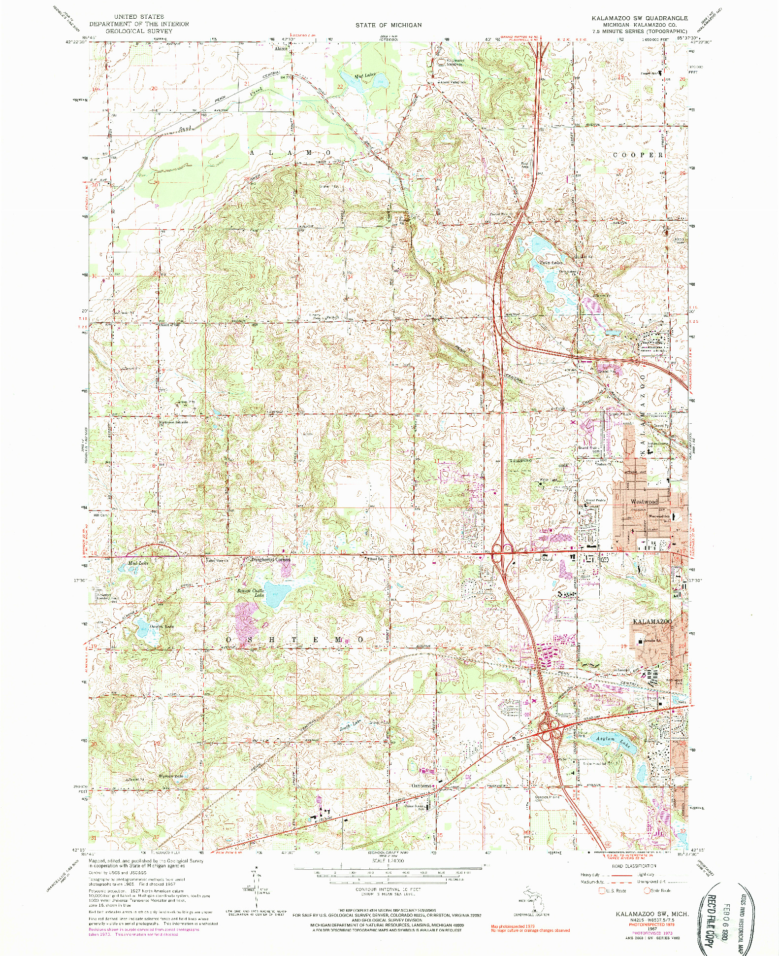 USGS 1:24000-SCALE QUADRANGLE FOR KALAMAZOO SW, MI 1967