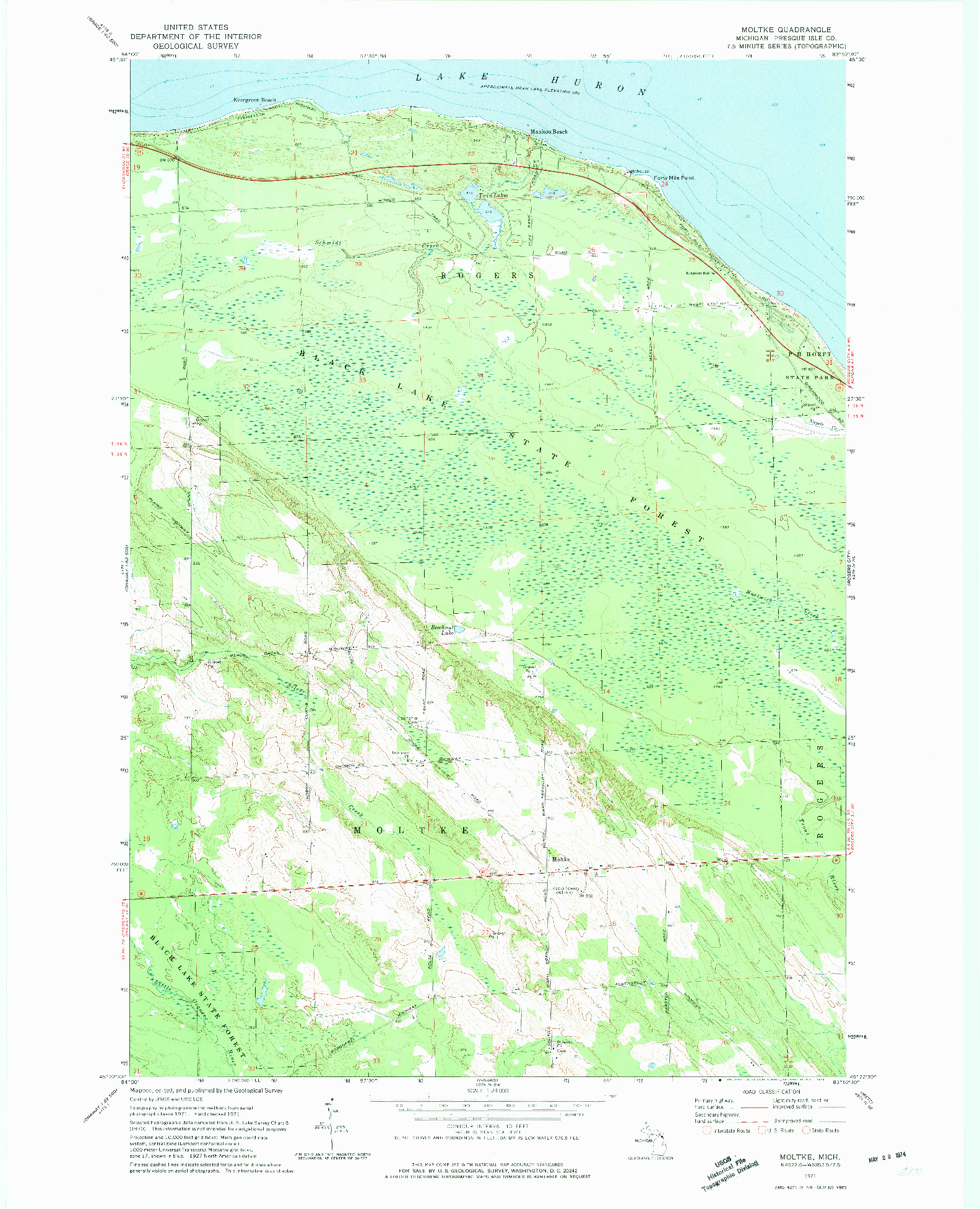 USGS 1:24000-SCALE QUADRANGLE FOR MOLTKE, MI 1971