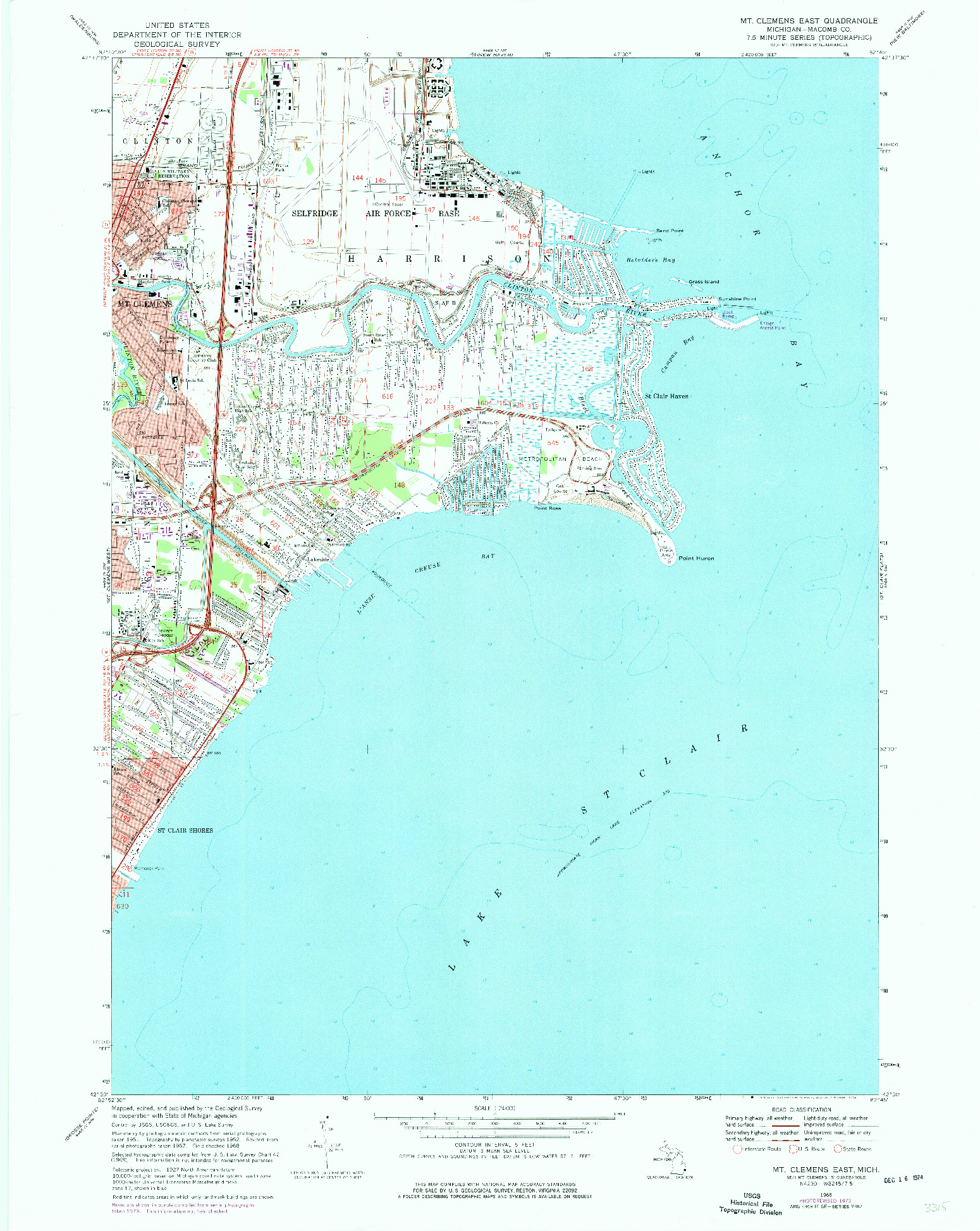 USGS 1:24000-SCALE QUADRANGLE FOR MT CLEMENS EAST, MI 1968