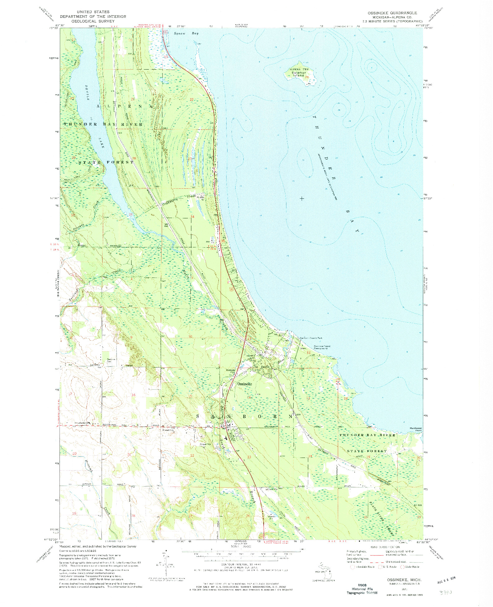 USGS 1:24000-SCALE QUADRANGLE FOR OSSINEKE, MI 1971