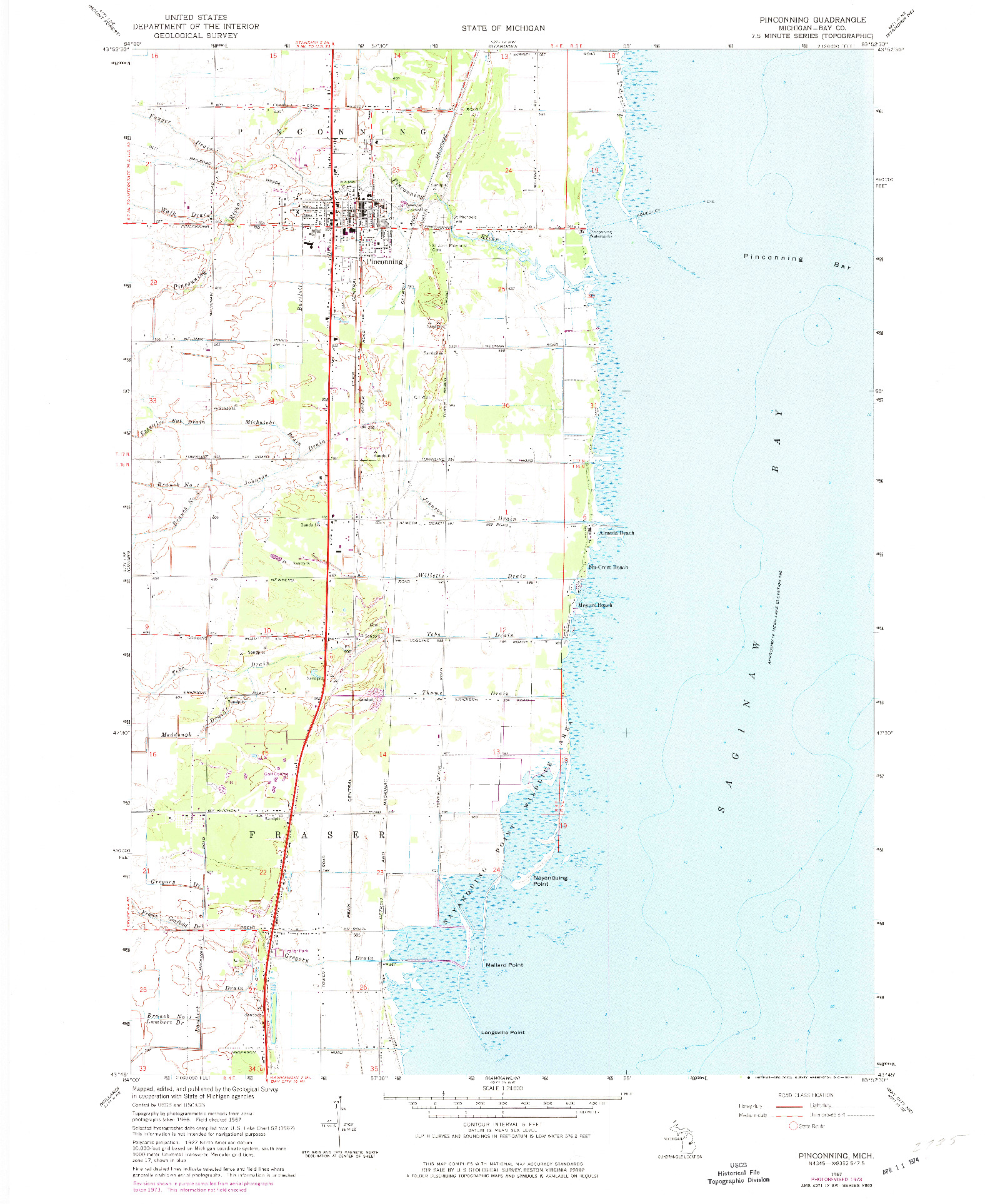USGS 1:24000-SCALE QUADRANGLE FOR PINCONNING, MI 1967