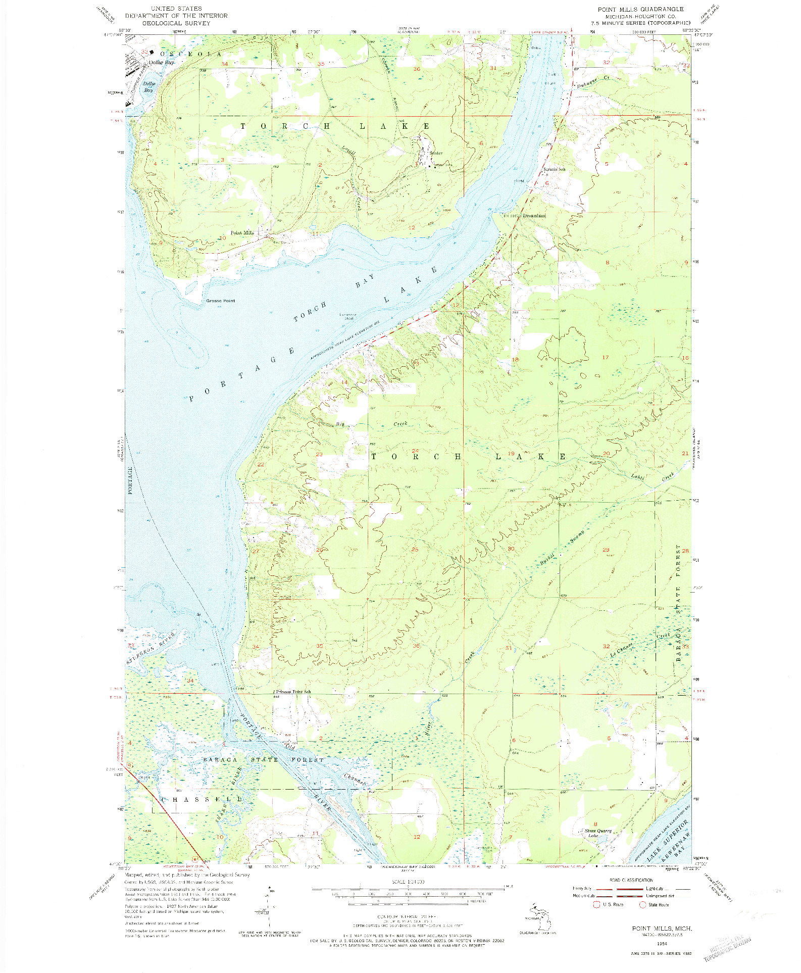 USGS 1:24000-SCALE QUADRANGLE FOR POINT MILLS, MI 1954
