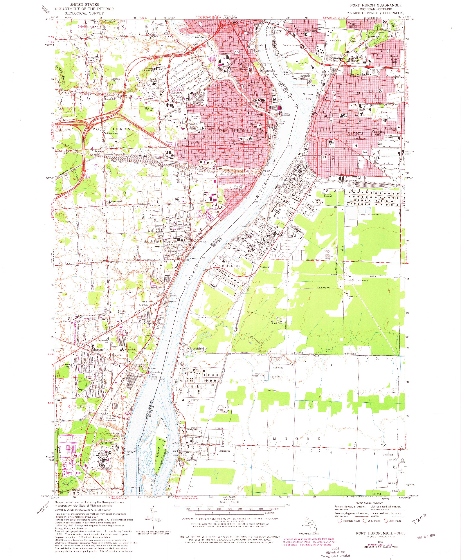 USGS 1:24000-SCALE QUADRANGLE FOR PORT HURON, MI 1968