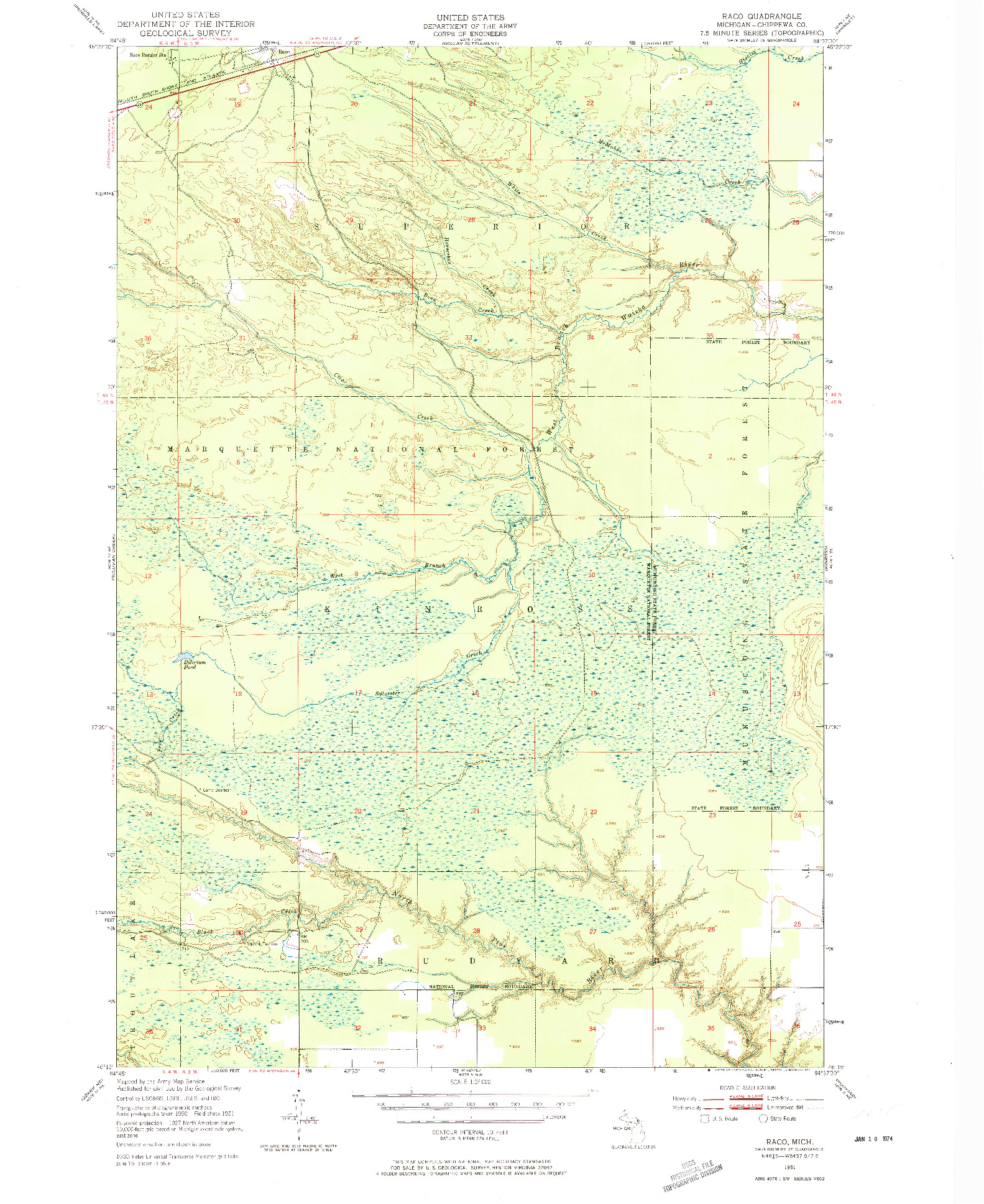USGS 1:24000-SCALE QUADRANGLE FOR RACO, MI 1951