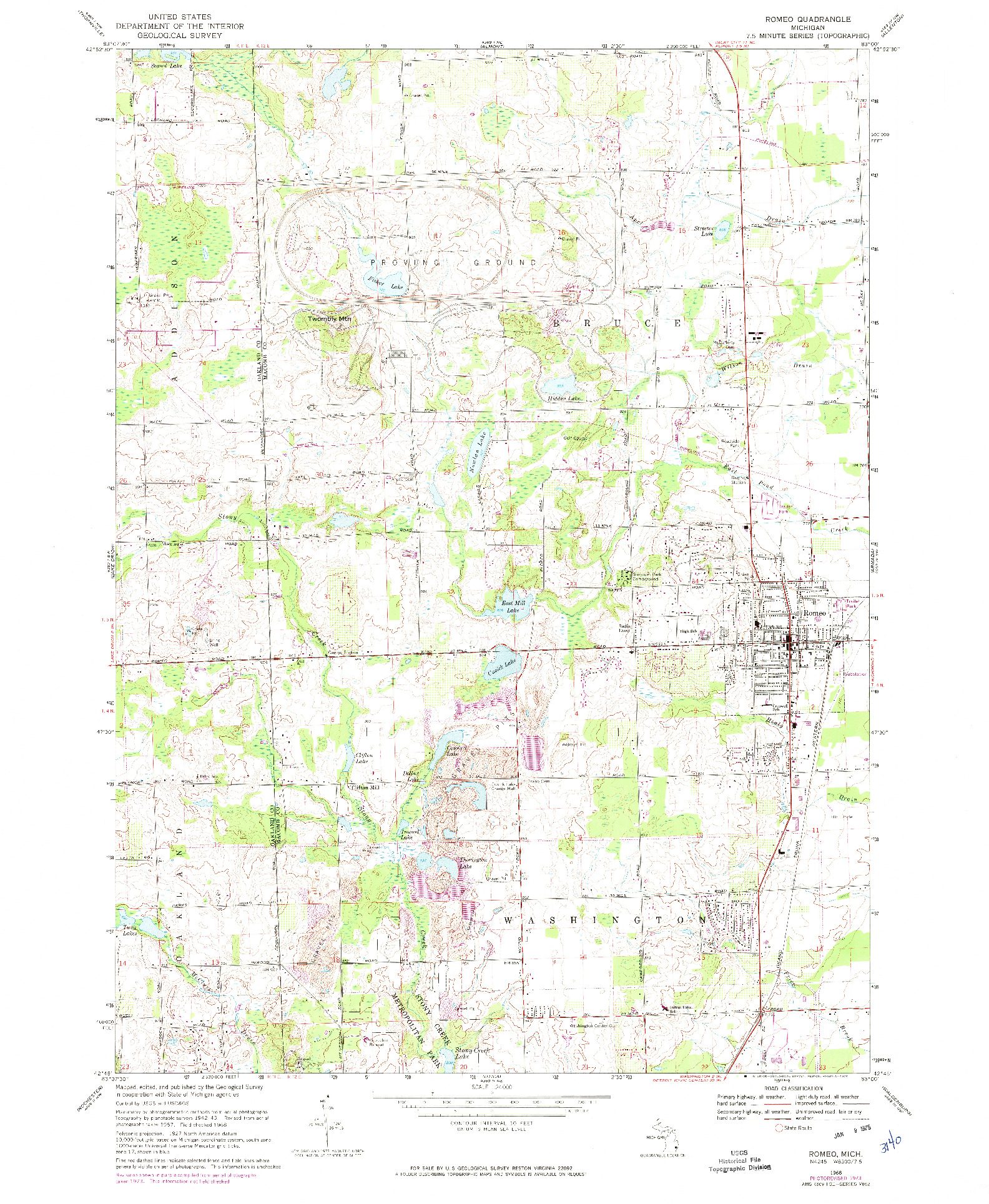 USGS 1:24000-SCALE QUADRANGLE FOR ROMEO, MI 1968