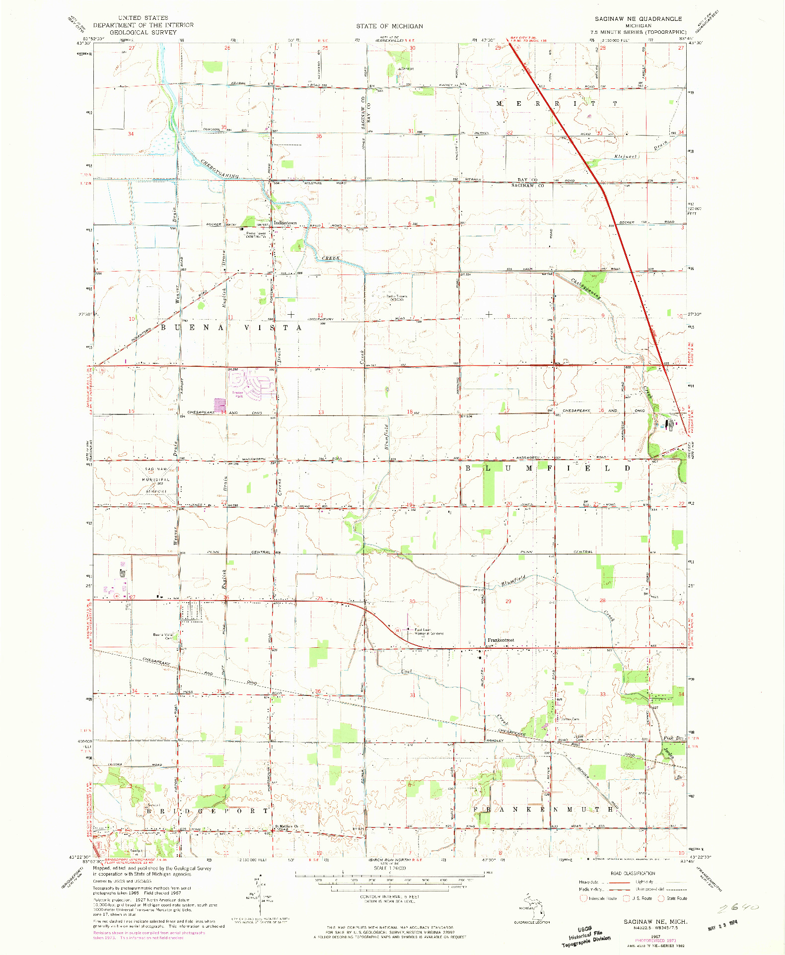 USGS 1:24000-SCALE QUADRANGLE FOR SAGINAW NE, MI 1967