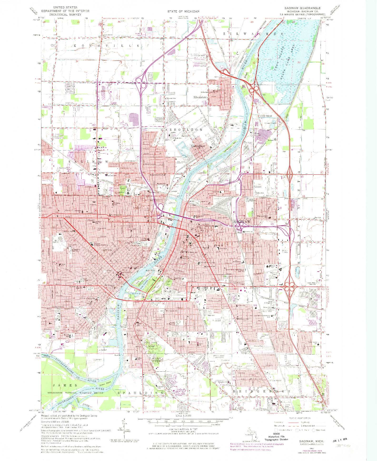 USGS 1:24000-SCALE QUADRANGLE FOR SAGINAW, MI 1967