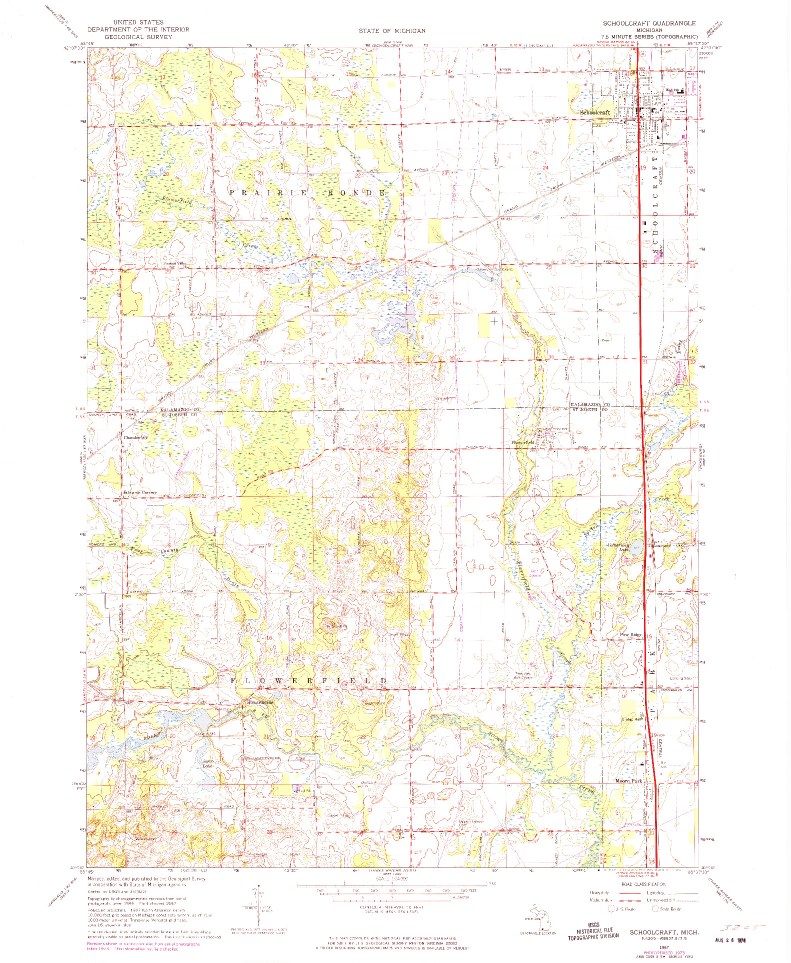 USGS 1:24000-SCALE QUADRANGLE FOR SCHOOLCRAFT, MI 1967