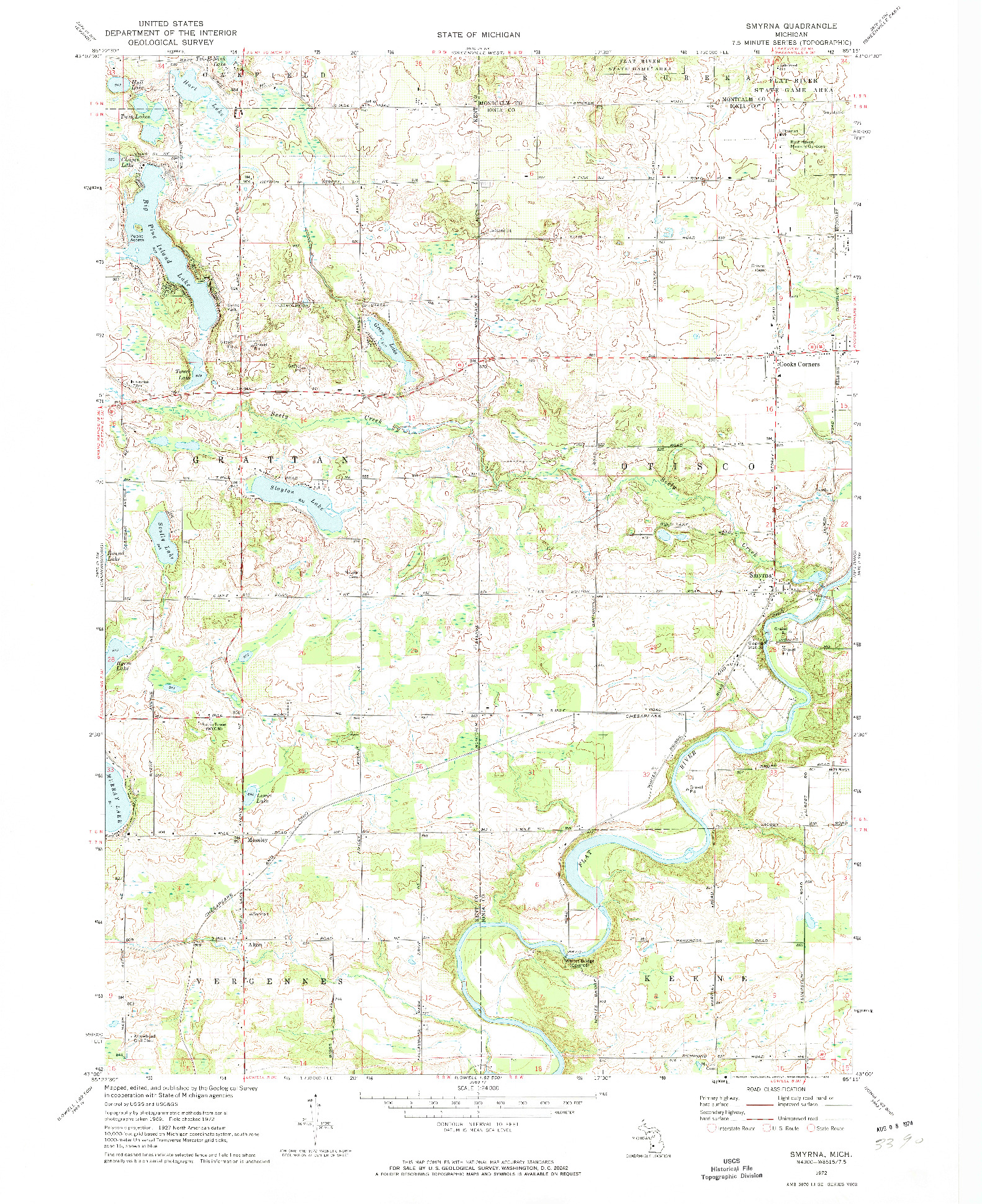 USGS 1:24000-SCALE QUADRANGLE FOR SMYRNA, MI 1972