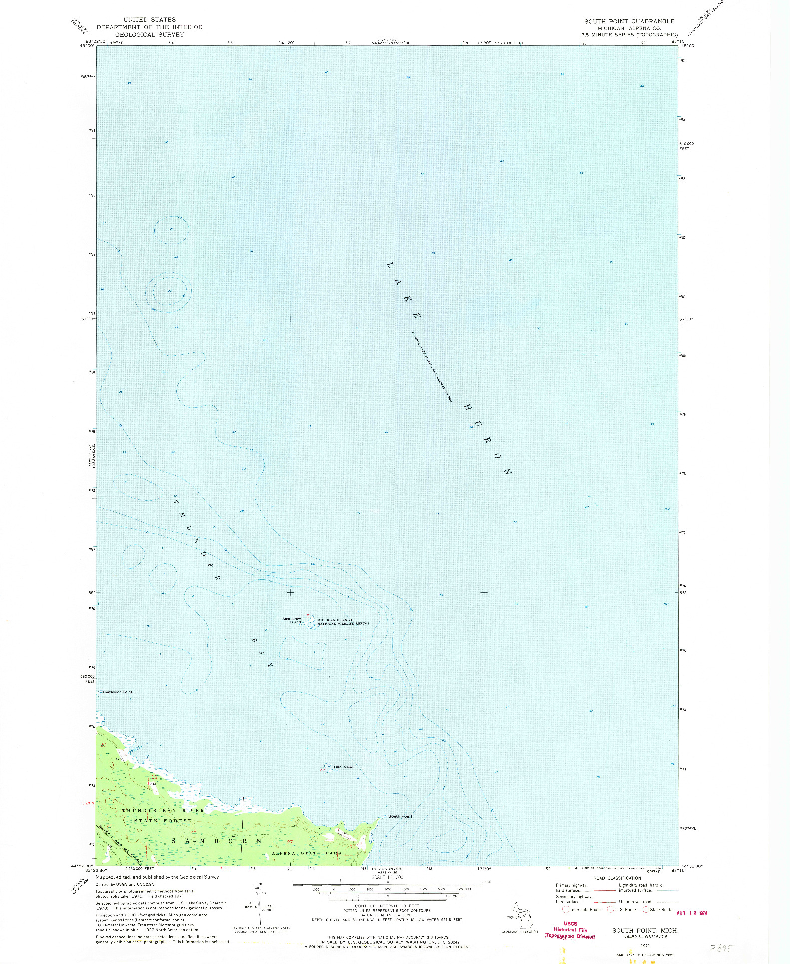 USGS 1:24000-SCALE QUADRANGLE FOR SOUTH POINT, MI 1971