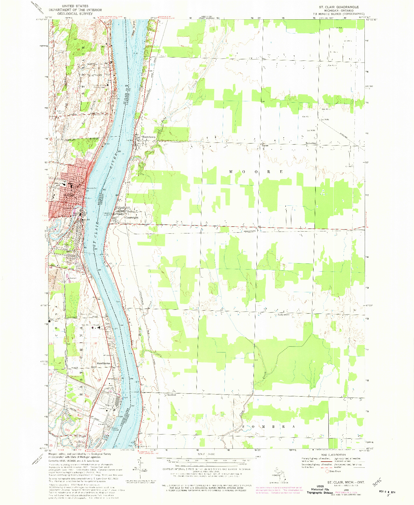 USGS 1:24000-SCALE QUADRANGLE FOR ST. CLAIR, MI 1968