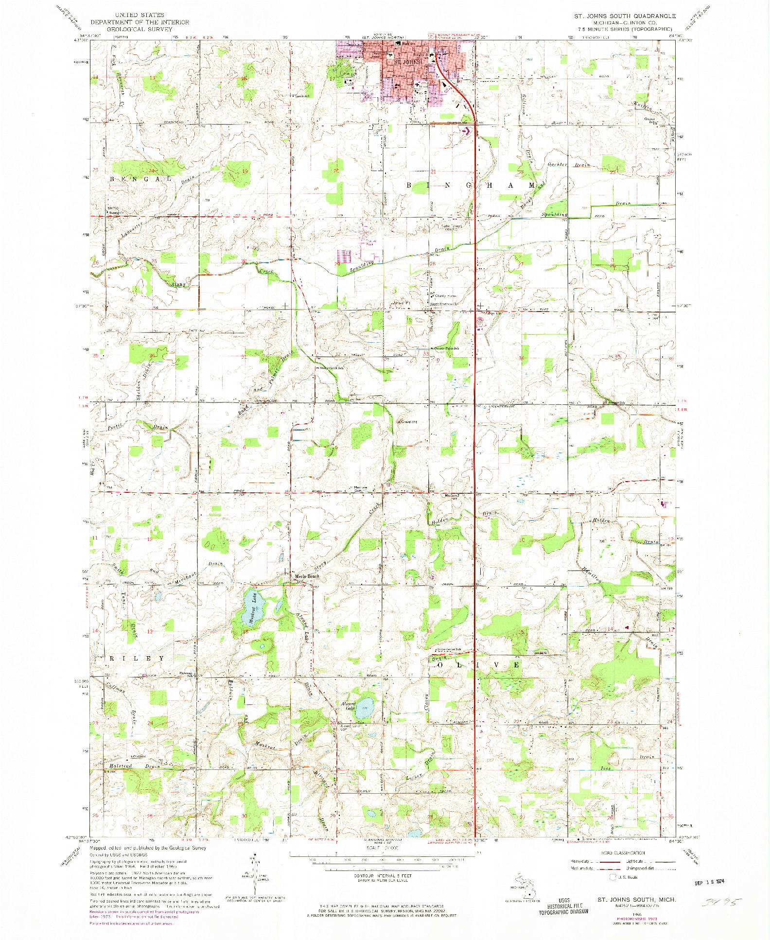 USGS 1:24000-SCALE QUADRANGLE FOR ST. JOHNS SOUTH, MI 1965