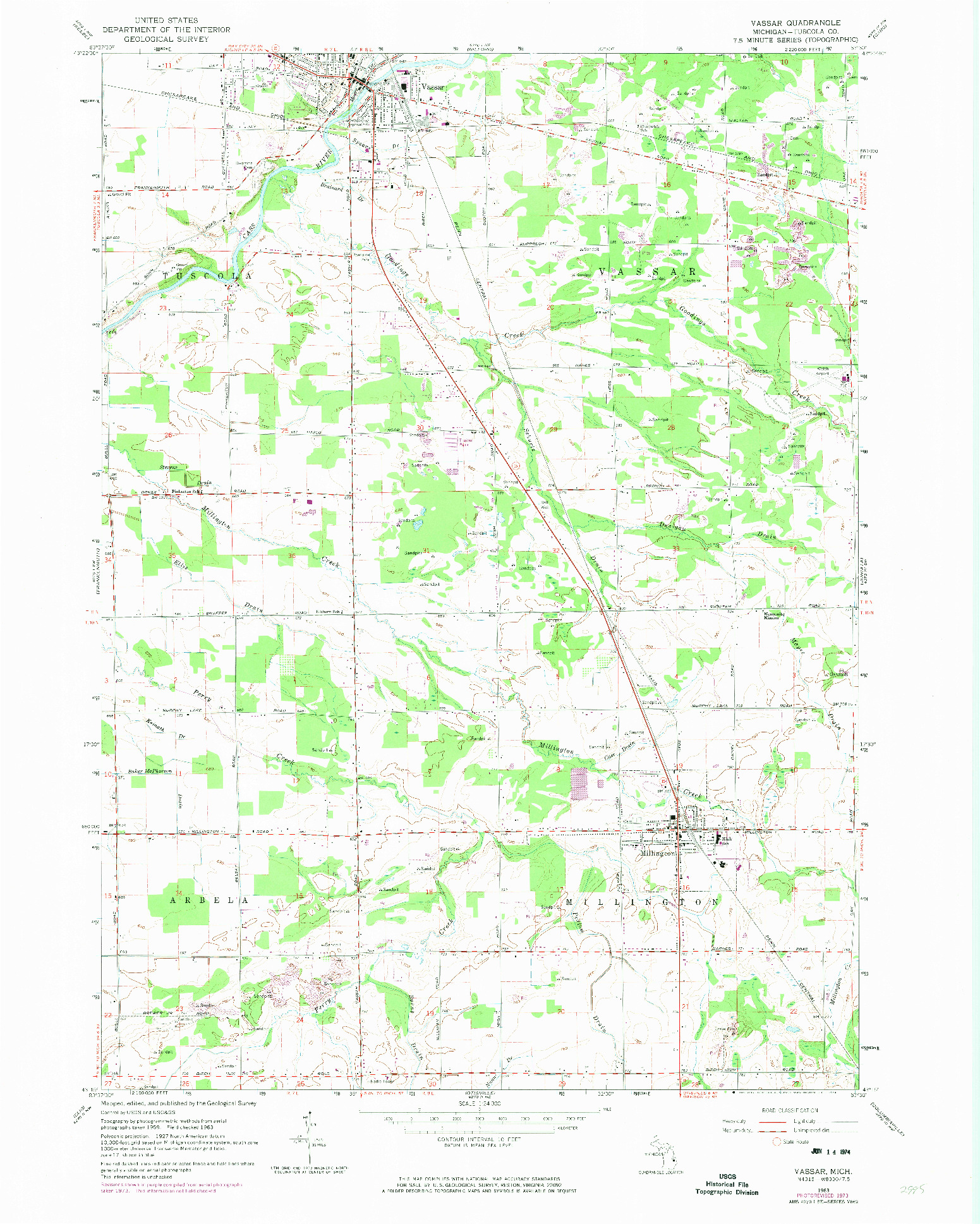 USGS 1:24000-SCALE QUADRANGLE FOR VASSAR, MI 1963