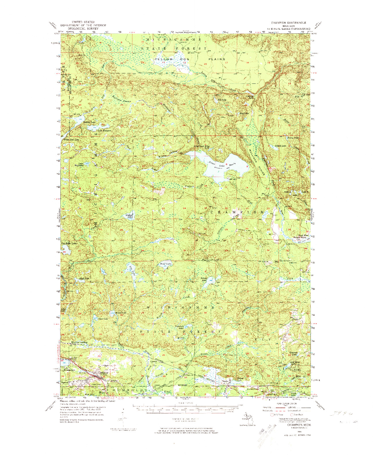 USGS 1:62500-SCALE QUADRANGLE FOR CHAMPION, MI 1955