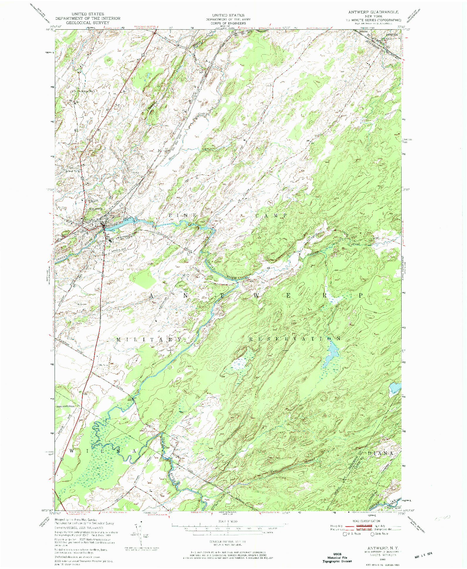 USGS 1:24000-SCALE QUADRANGLE FOR ANTWERP, NY 1949