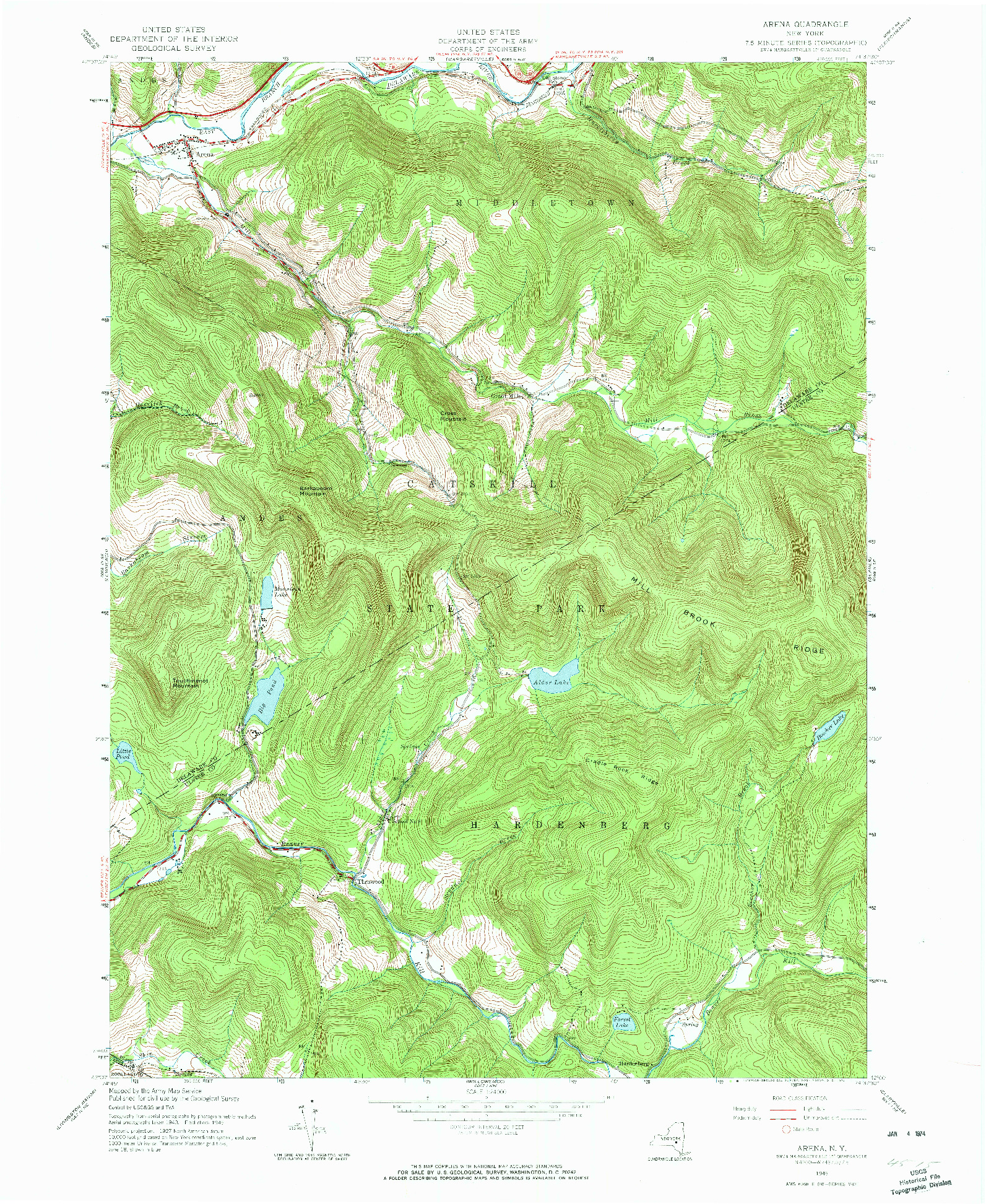 USGS 1:24000-SCALE QUADRANGLE FOR ARENA, NY 1945