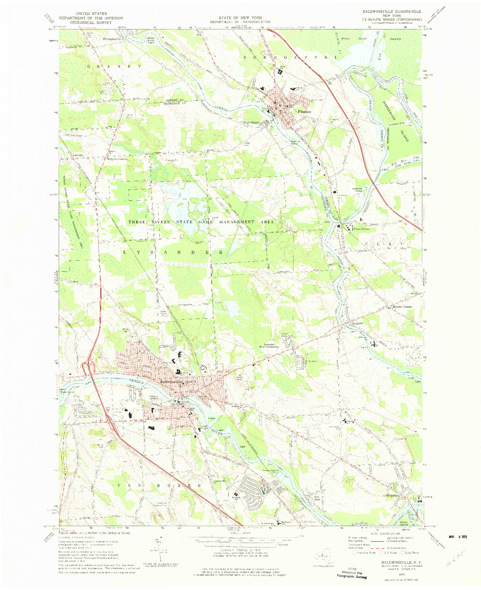 USGS 1:24000-SCALE QUADRANGLE FOR BALDWINSVILLE, NY 1973