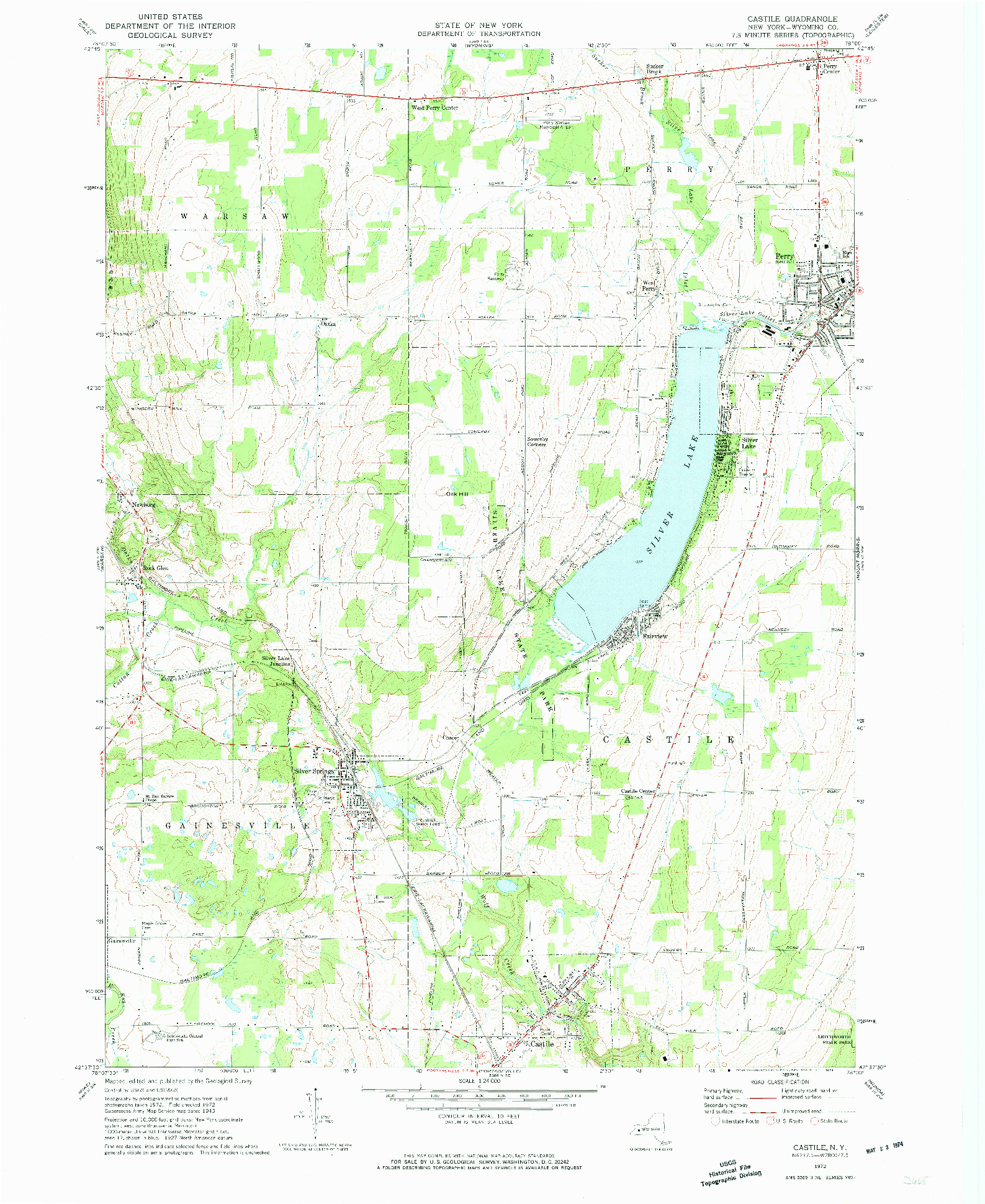 USGS 1:24000-SCALE QUADRANGLE FOR CASTILE, NY 1972