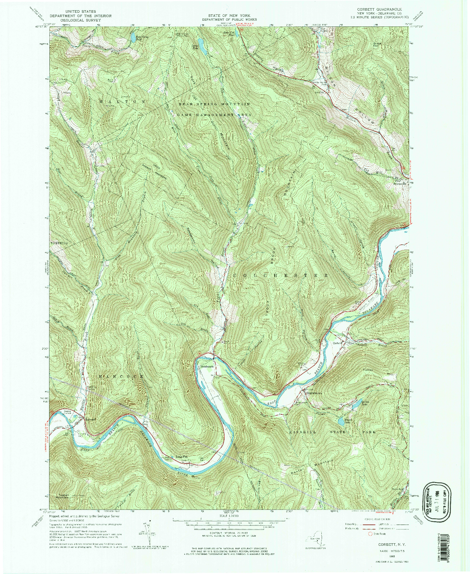 USGS 1:24000-SCALE QUADRANGLE FOR CORBETT, NY 1965