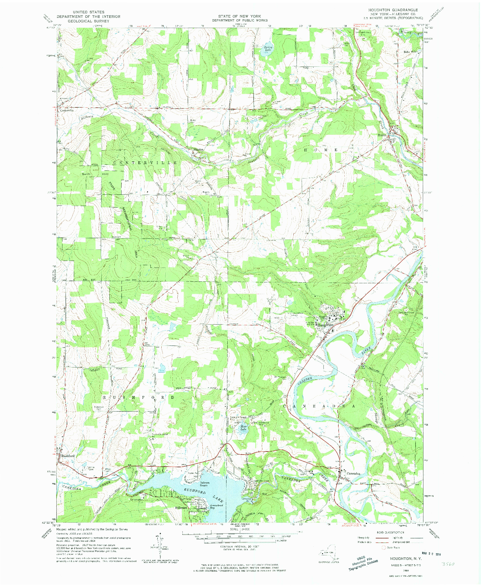 USGS 1:24000-SCALE QUADRANGLE FOR HOUGHTON, NY 1964