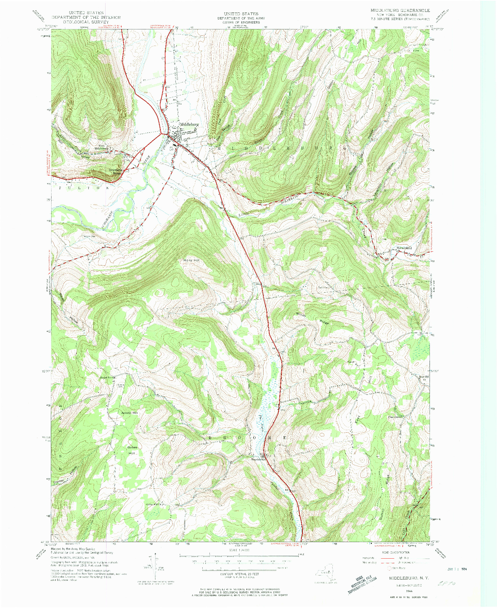 USGS 1:24000-SCALE QUADRANGLE FOR MIDDLEBURGH, NY 1944