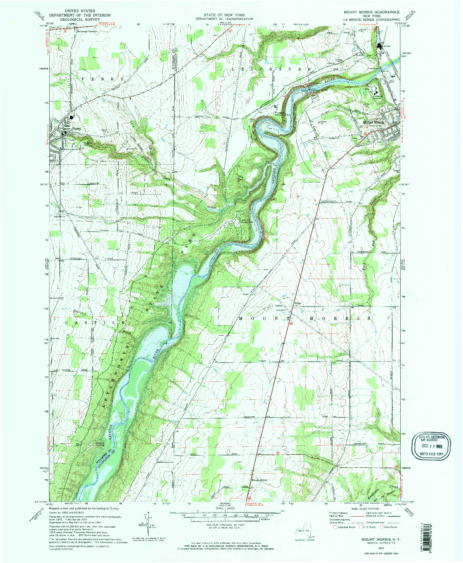 USGS 1:24000-SCALE QUADRANGLE FOR MOUNT MORRIS, NY 1972