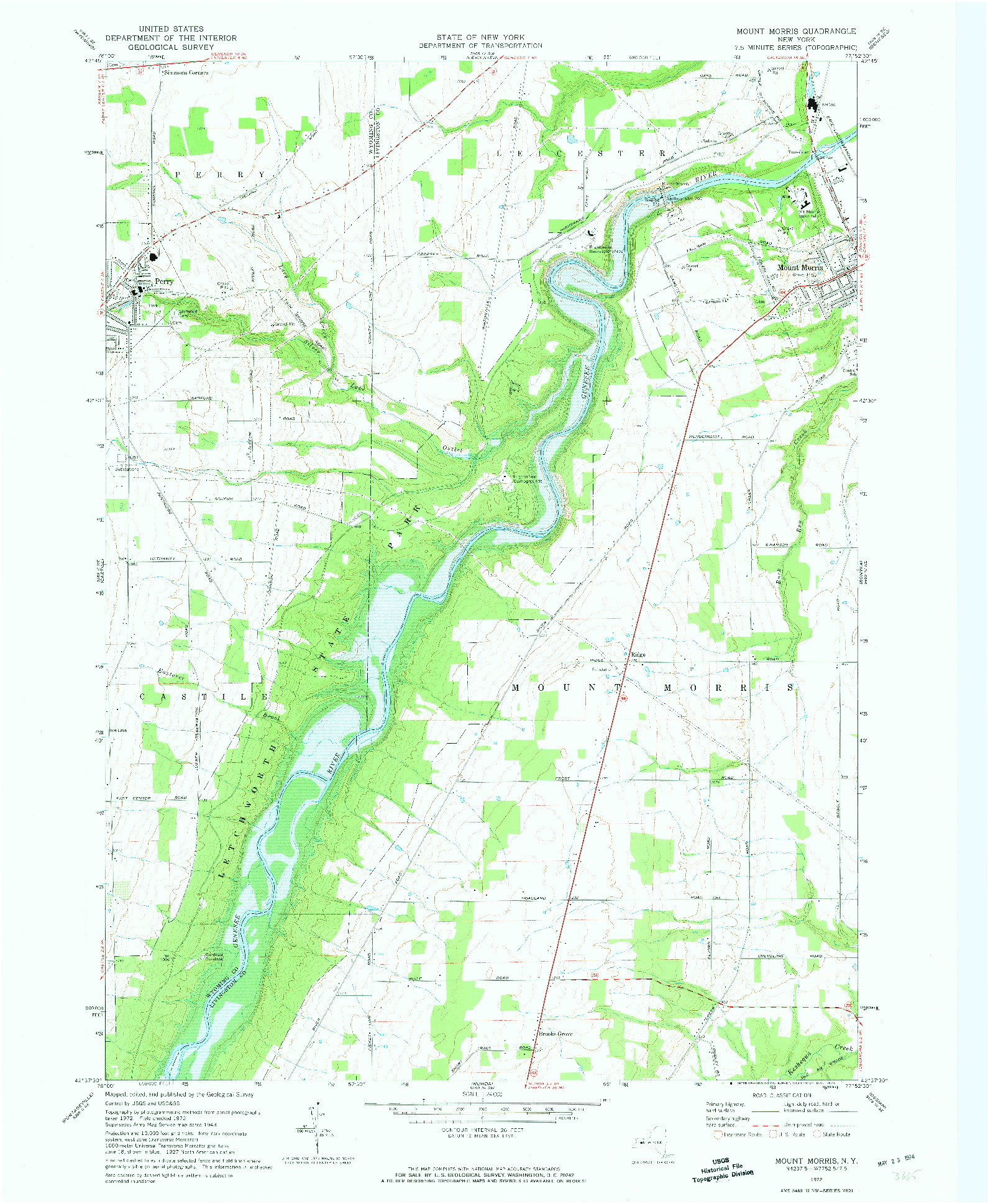 USGS 1:24000-SCALE QUADRANGLE FOR MOUNT MORRIS, NY 1972