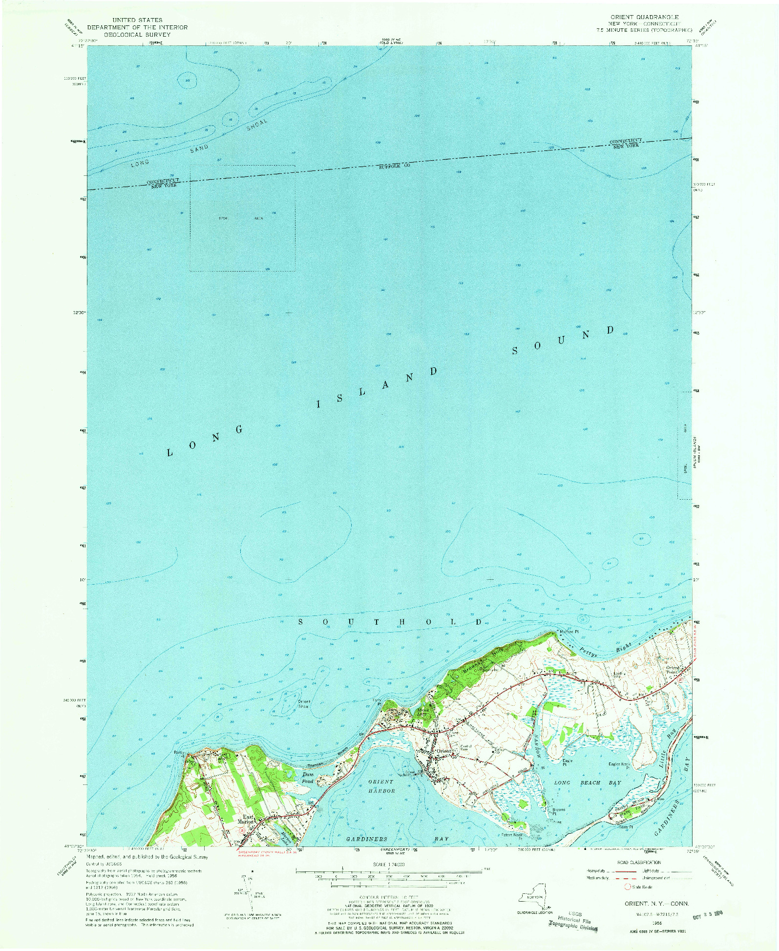 USGS 1:24000-SCALE QUADRANGLE FOR ORIENT, NY 1956