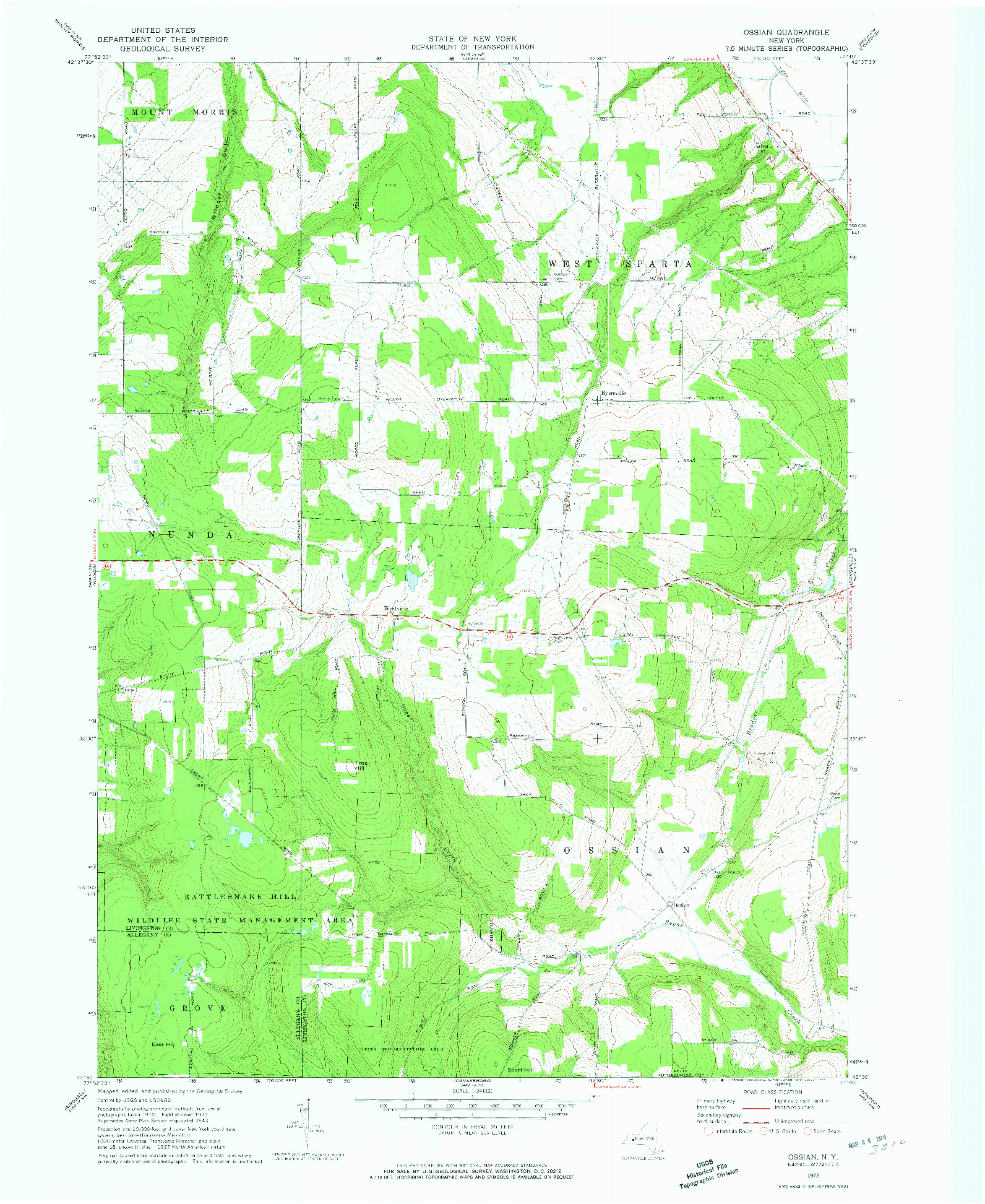 USGS 1:24000-SCALE QUADRANGLE FOR OSSIAN, NY 1972