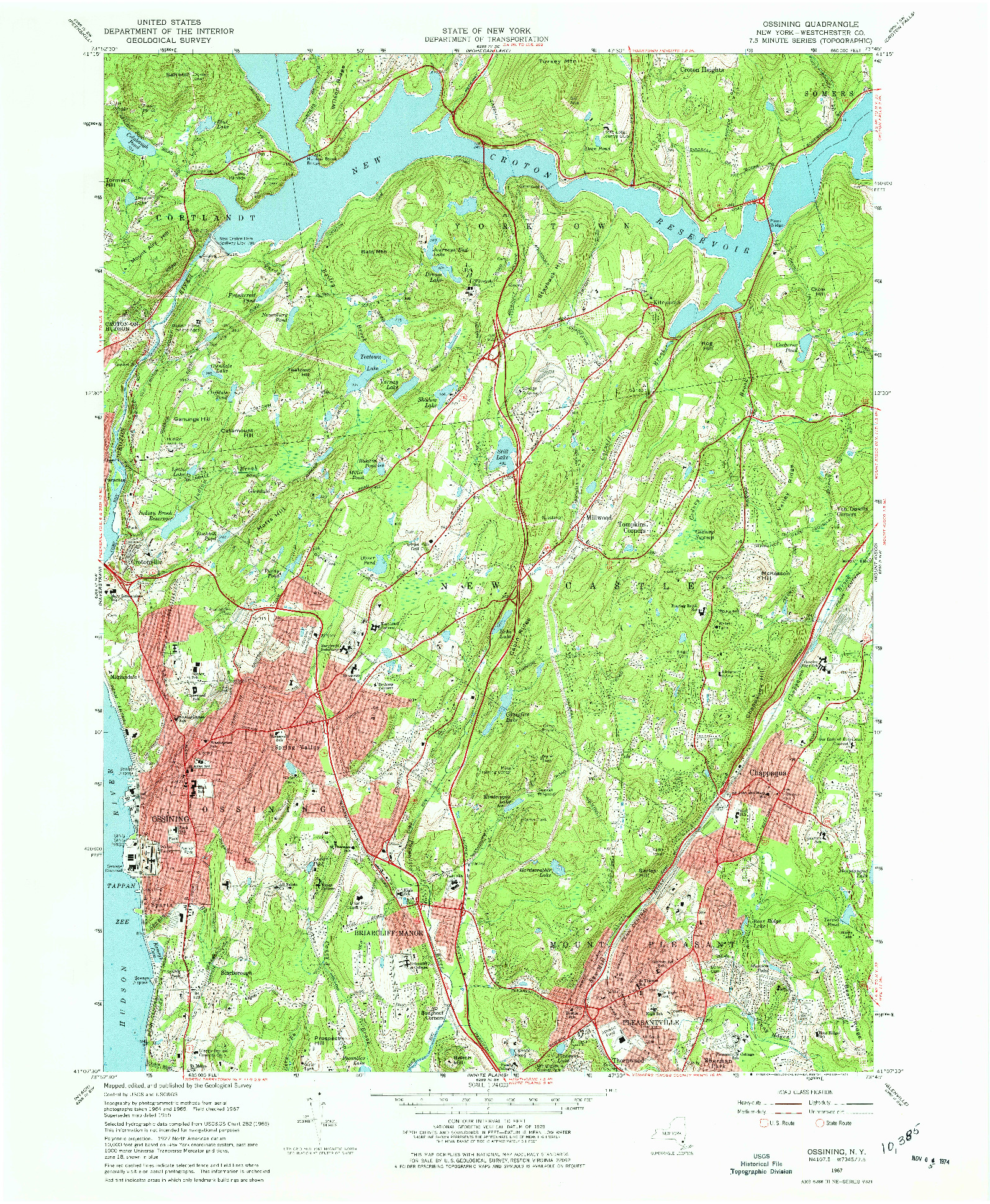 USGS 1:24000-SCALE QUADRANGLE FOR OSSINING, NY 1967