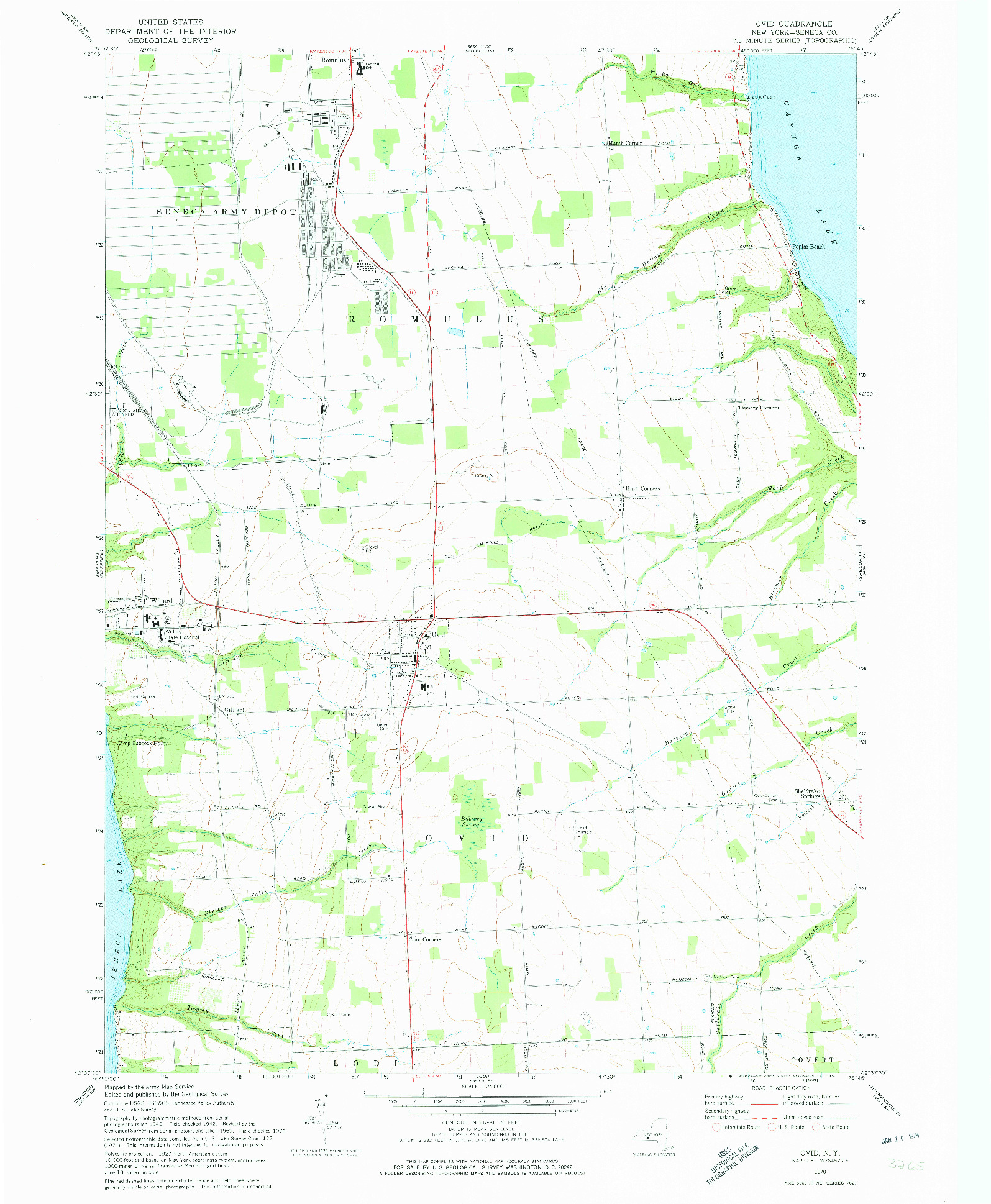 USGS 1:24000-SCALE QUADRANGLE FOR OVID, NY 1970