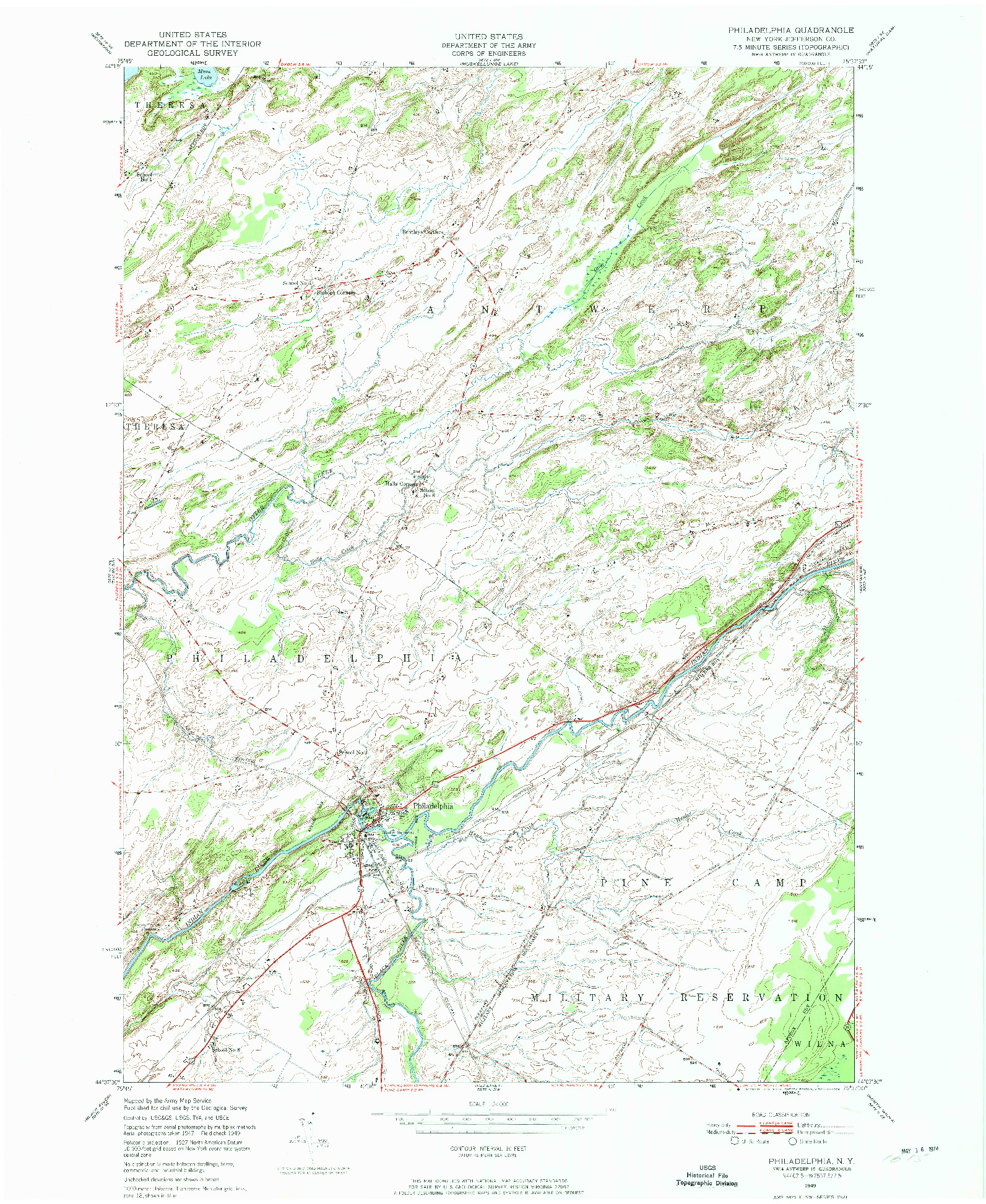 USGS 1:24000-SCALE QUADRANGLE FOR PHILADELPHIA, NY 1949