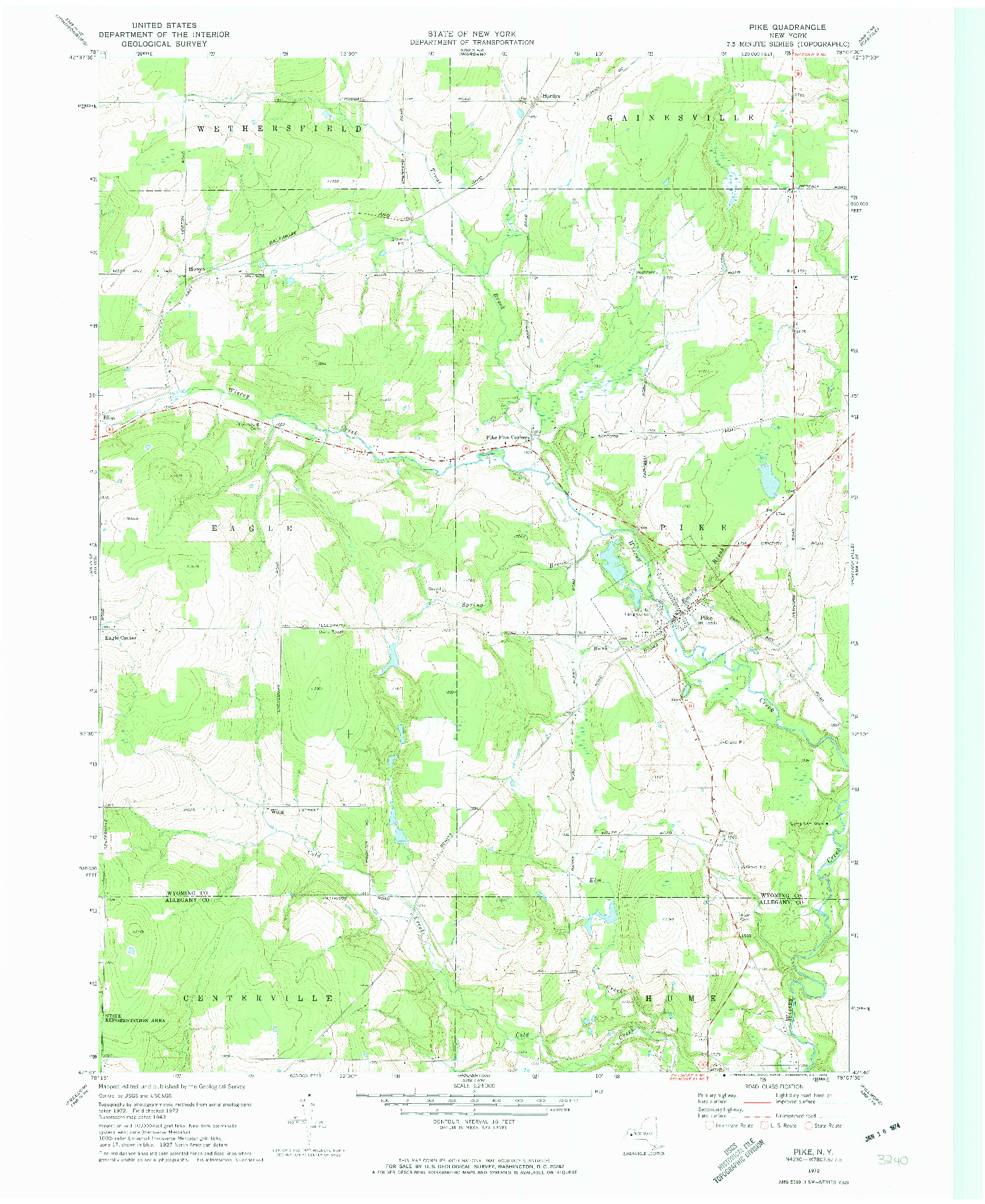 USGS 1:24000-SCALE QUADRANGLE FOR PIKE, NY 1972