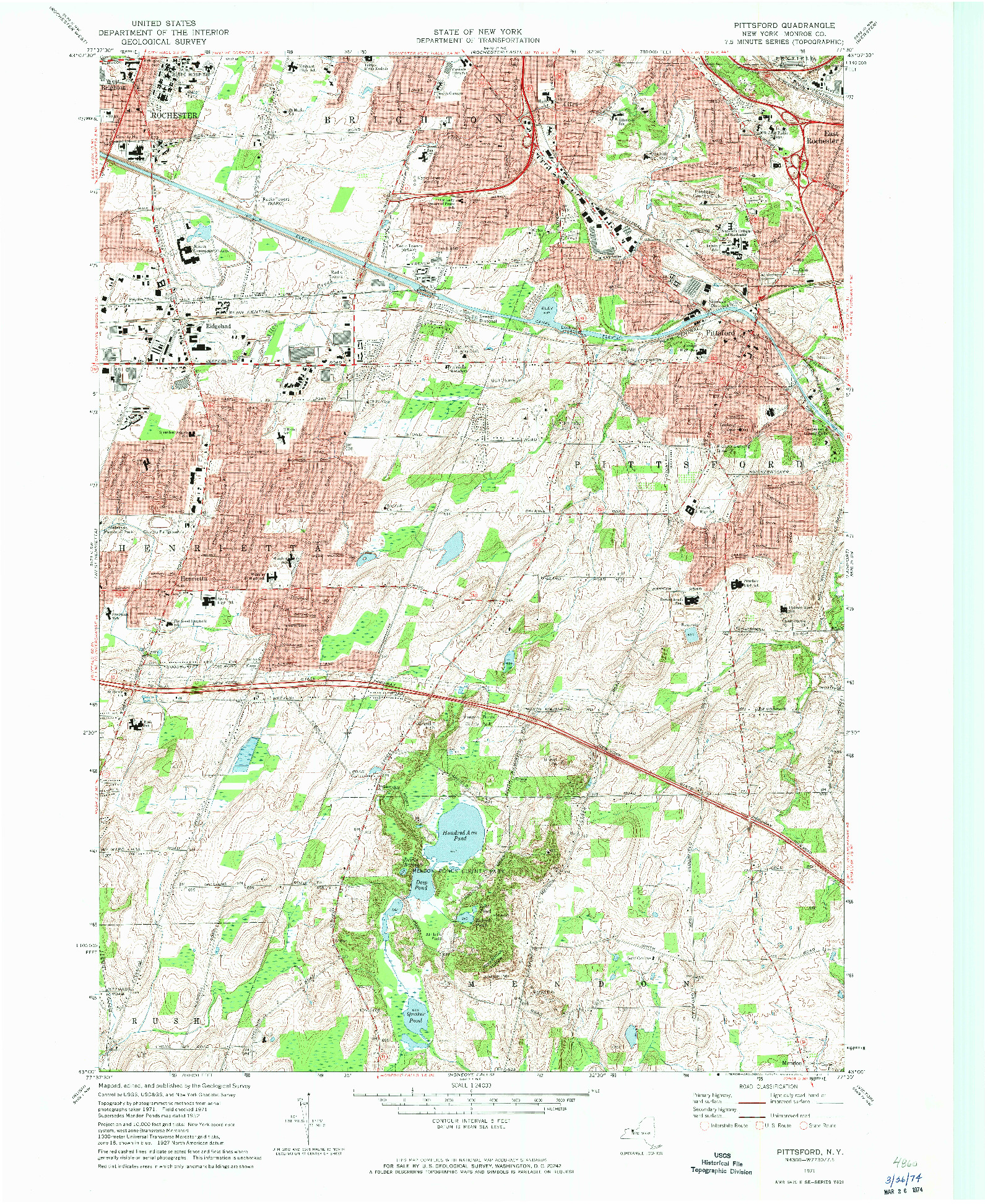 USGS 1:24000-SCALE QUADRANGLE FOR PITTSFORD, NY 1971