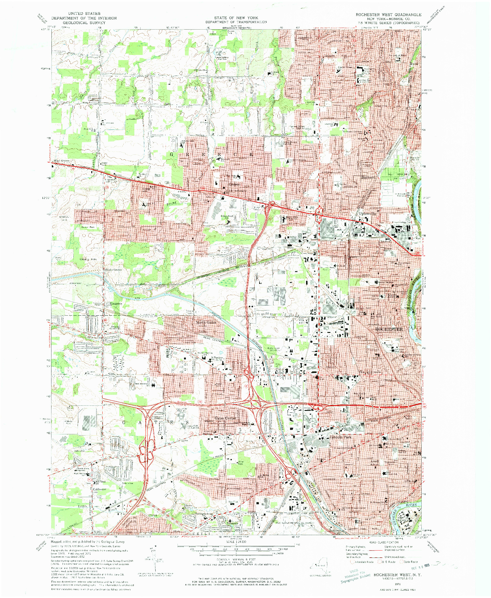 USGS 1:24000-SCALE QUADRANGLE FOR ROCHESTER WEST, NY 1971