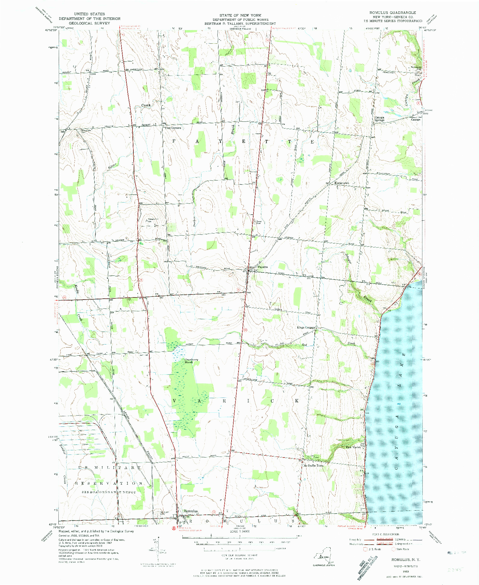 USGS 1:24000-SCALE QUADRANGLE FOR ROMULUS, NY 1953