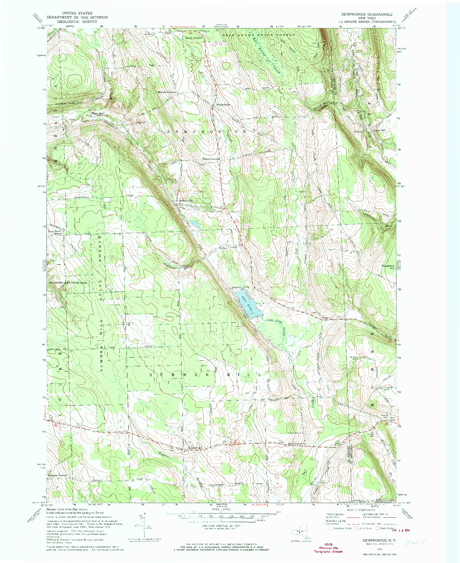 USGS 1:24000-SCALE QUADRANGLE FOR SEMPRONIUS, NY 1971