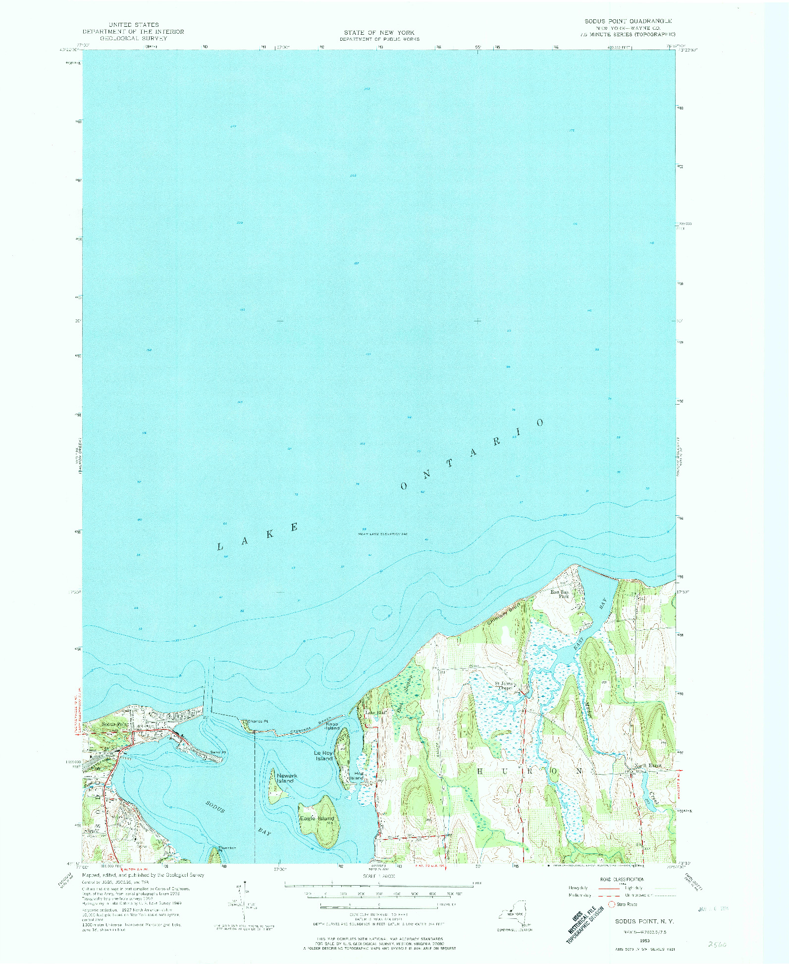 USGS 1:24000-SCALE QUADRANGLE FOR SODUS POINT, NY 1953