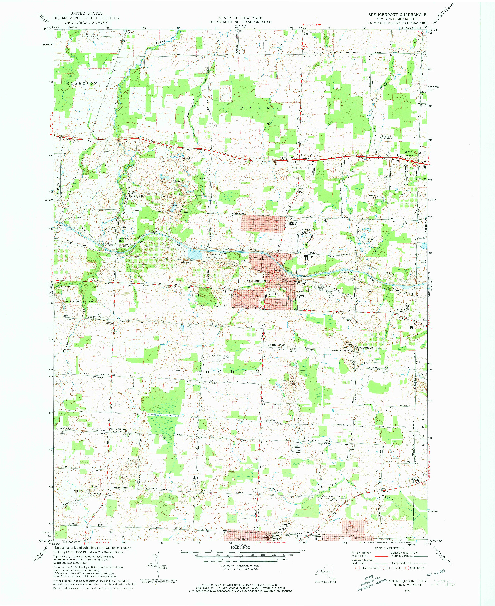 USGS 1:24000-SCALE QUADRANGLE FOR SPENCERPORT, NY 1971