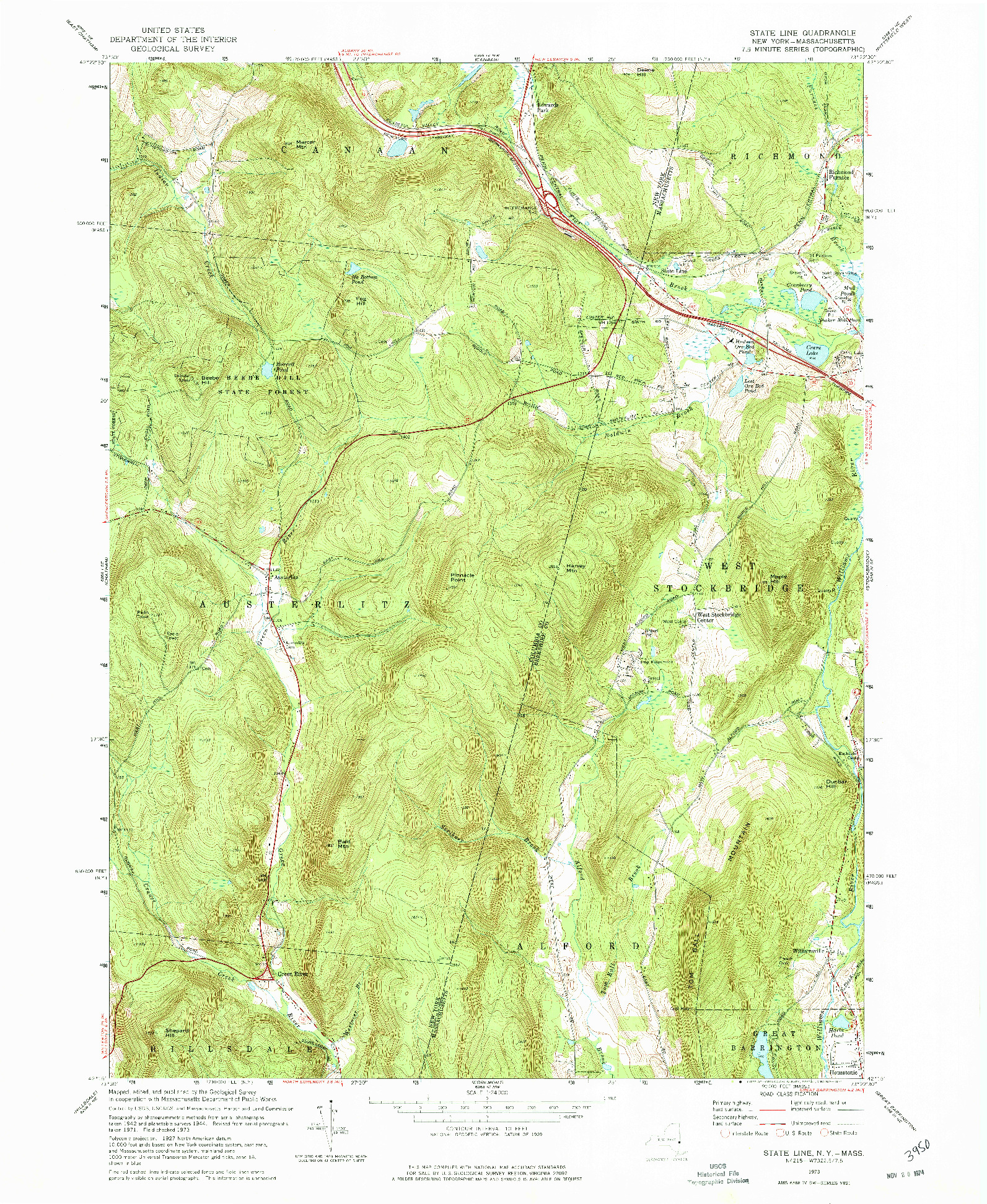 USGS 1:24000-SCALE QUADRANGLE FOR STATE LINE, NY 1973