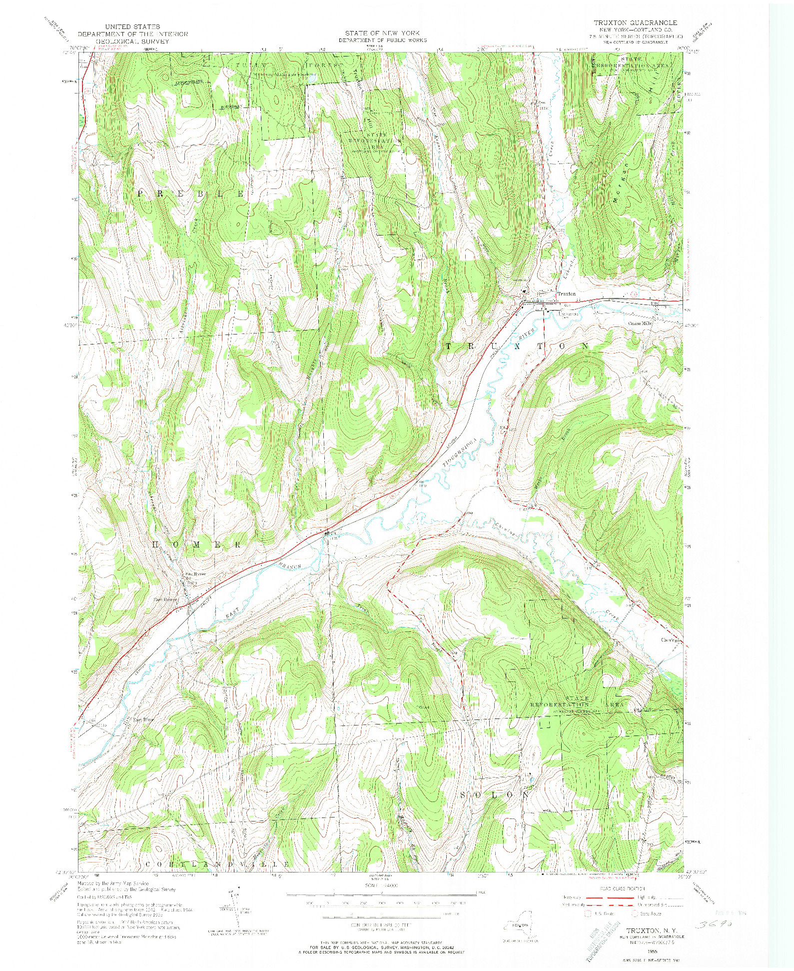 USGS 1:24000-SCALE QUADRANGLE FOR TRUXTON, NY 1955