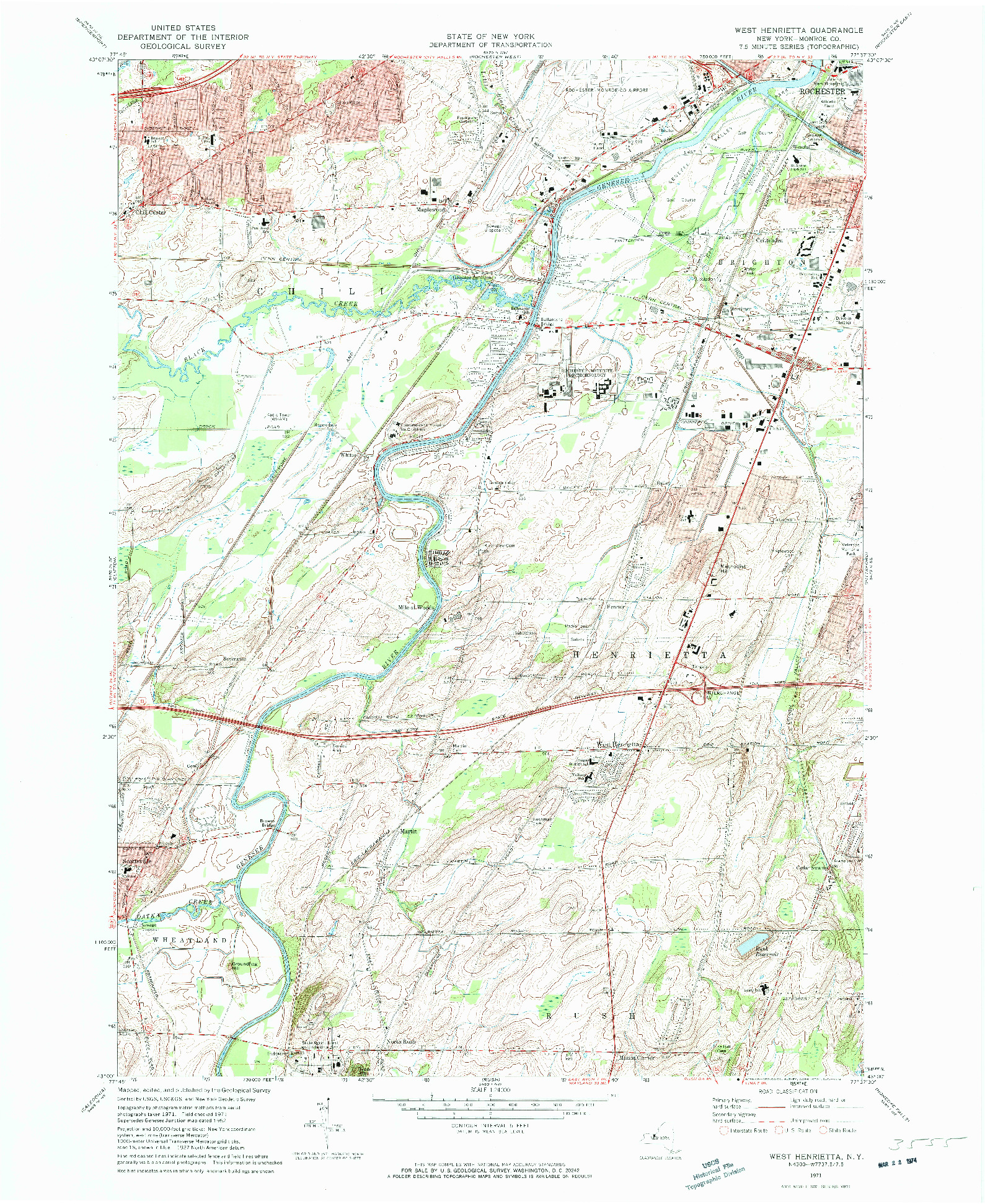 USGS 1:24000-SCALE QUADRANGLE FOR WEST HENRIETTA, NY 1971