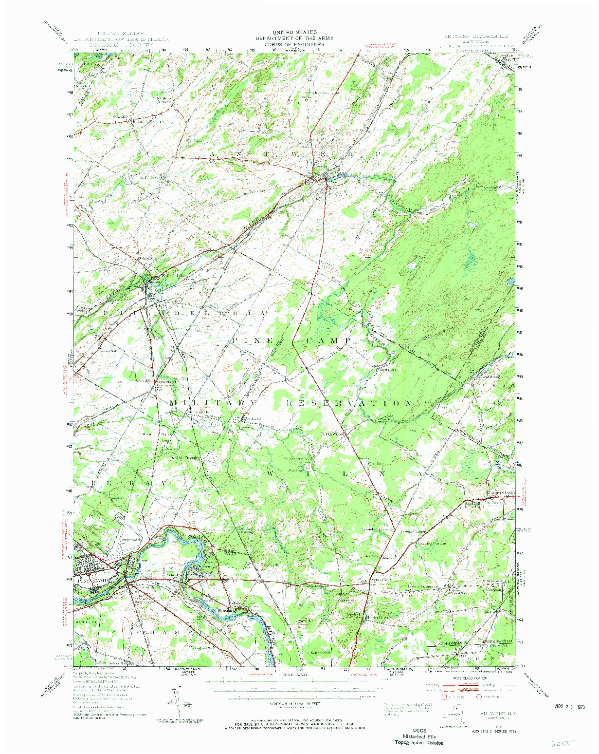 USGS 1:62500-SCALE QUADRANGLE FOR ANTWERP, NY 1949