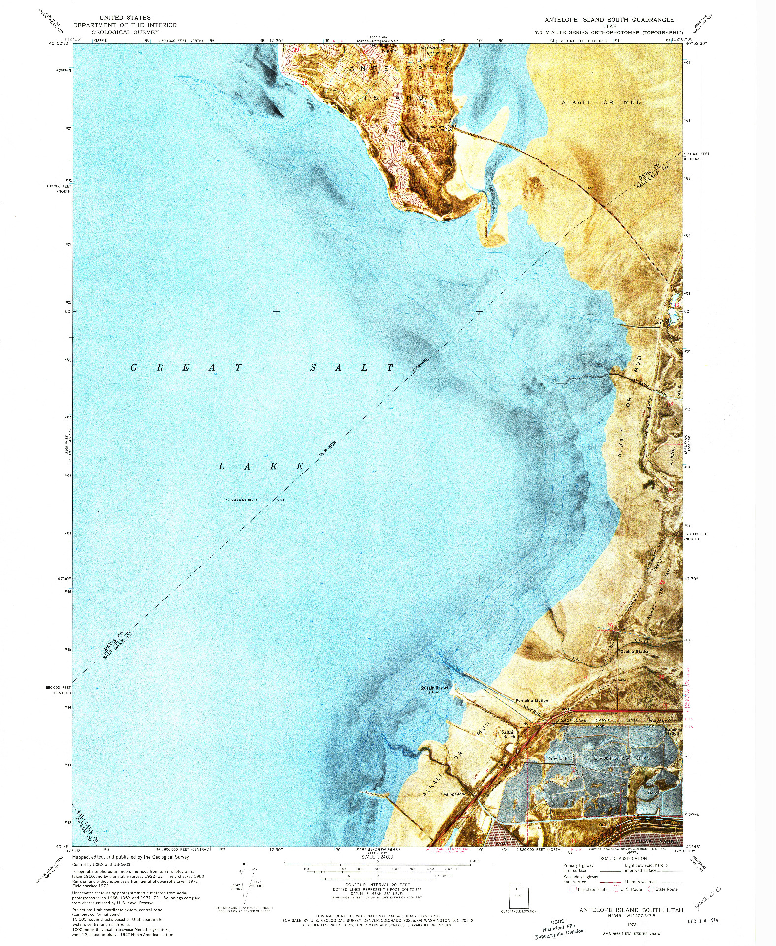 USGS 1:24000-SCALE QUADRANGLE FOR ANTELOPE ISLAND SOUTH, UT 1972