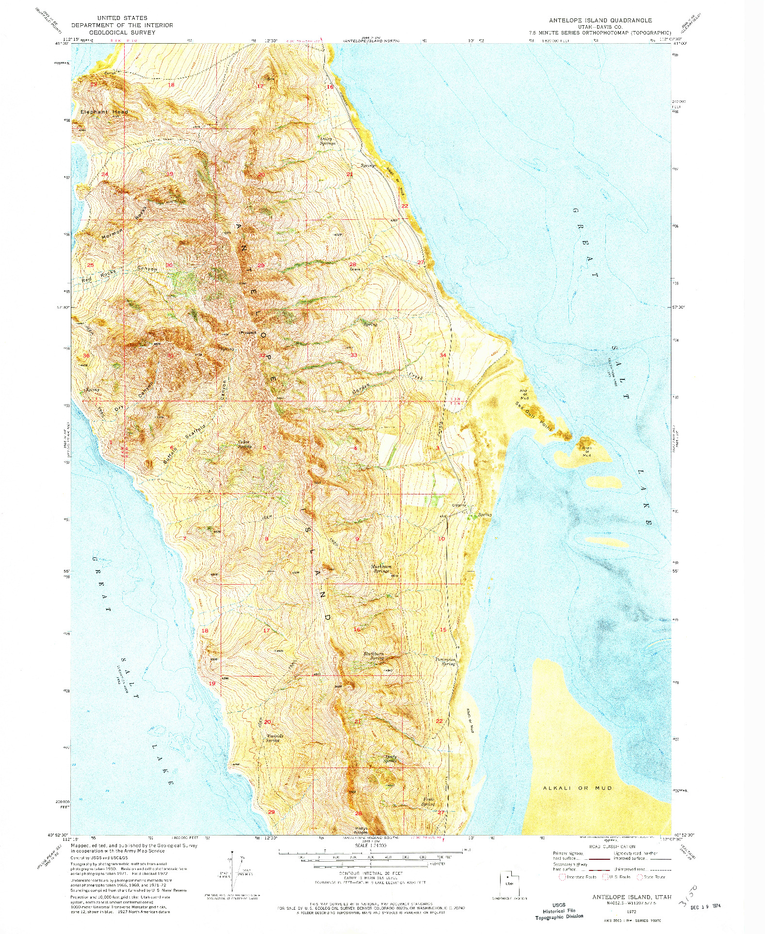 USGS 1:24000-SCALE QUADRANGLE FOR ANTELOPE ISLAND, UT 1972